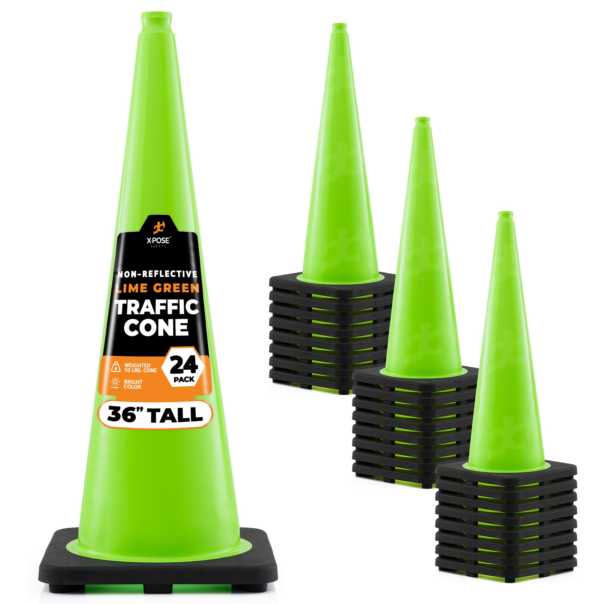 XPOSE SAFETY LTC36-24-X 24 -Pack 40-in Green Traffic safety cone