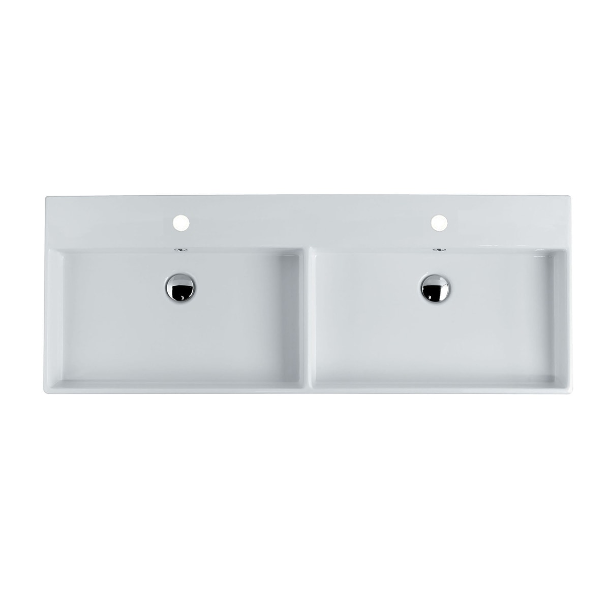 WS Bath Collections UNLIMITED 140.01 Unlimited Ceramic Wall-mount Rectangular Trough Modern Glossy White Bathroom Sink ( 55.5-Inches x 17.8-Inches )