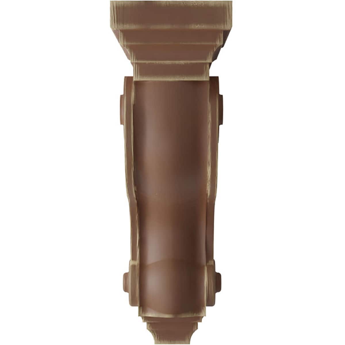 Weathered Brown Vintage Scroll Rubberwood Corbel, 10.5" Height