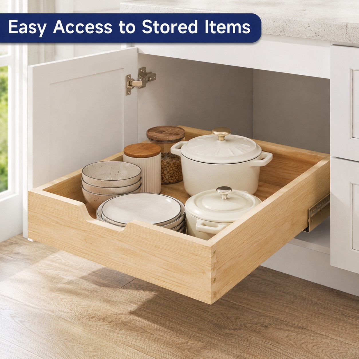 Tinyhomie 16.5-in W x 21-in H x 4.6-in D Wood Composite Cabinet Pull Out Cabinet Organizer Wooden Look Organizer for Kitchen and Bathroom Cabinet Interiors