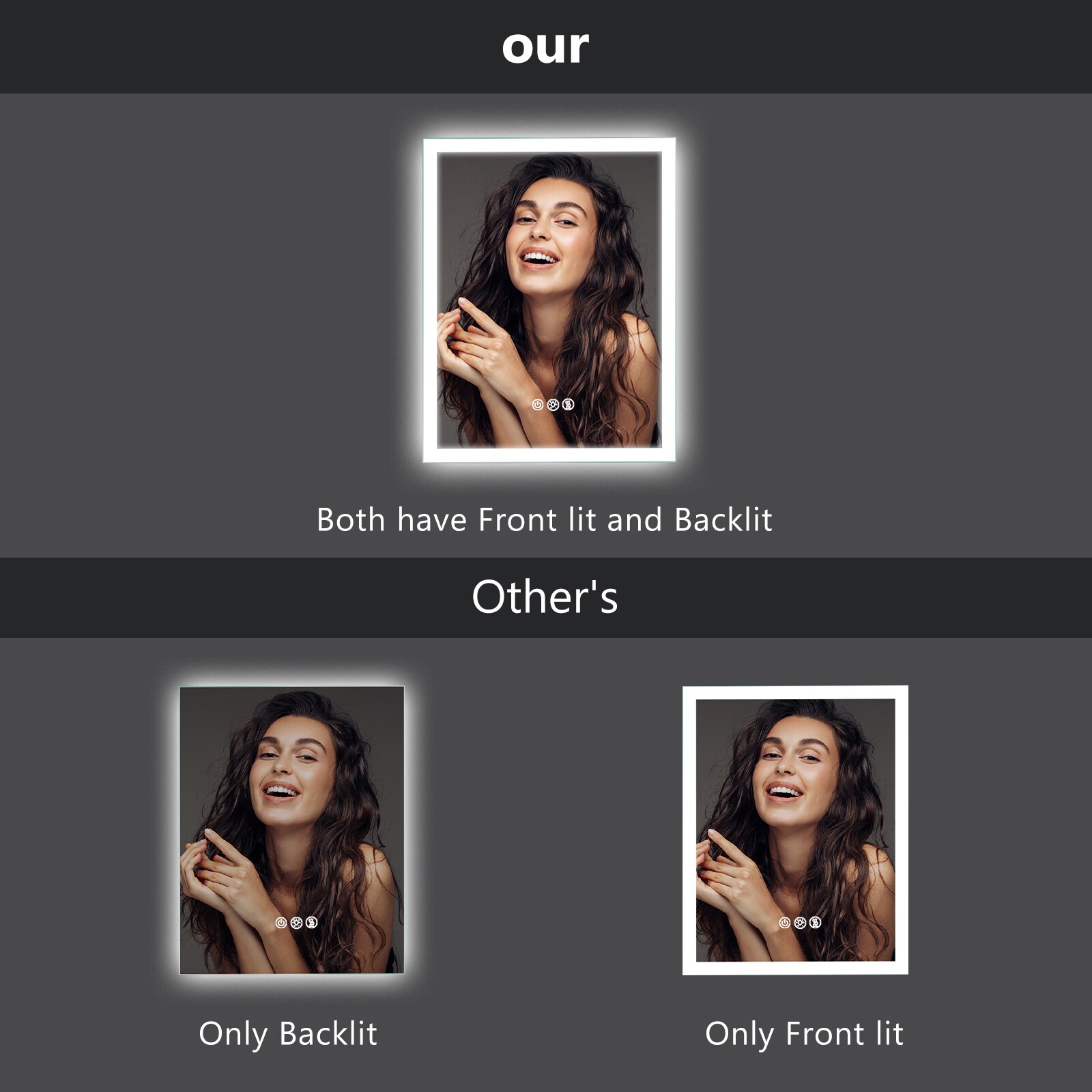 LOVMOR MA032432TD-OL-LSQ Framed-Bath-Mirrors - View #3