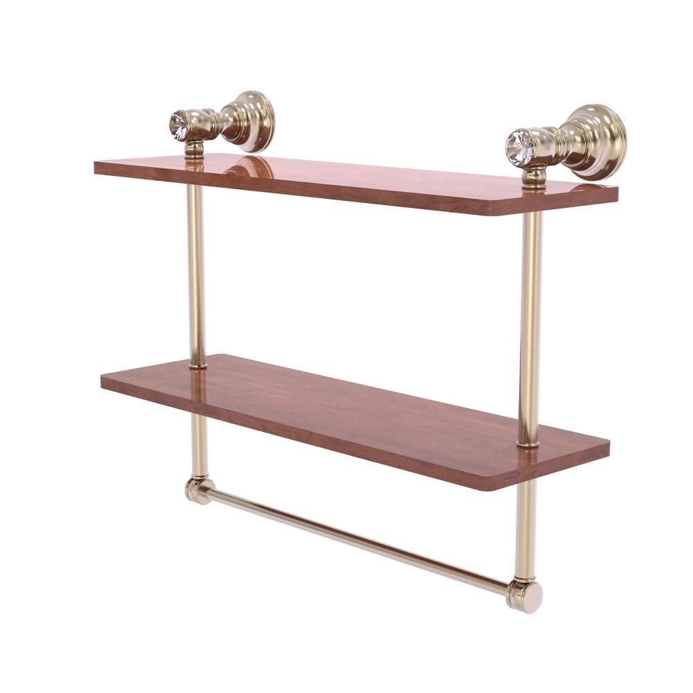 Allied Brass CC-2-16-TB-IRW-PEW Carolina Crystal Antique Pewter 2 -Tier Wall mount Bathroom Shelf ( 16-in x 9.5-in x 5-in )