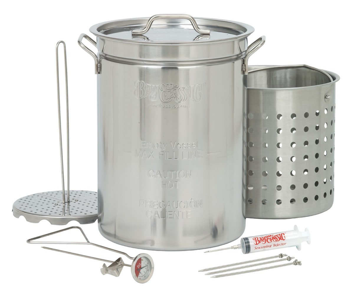 Bayou Classic 10 Quart Stainless Steel Fry Pot with Lid and Basket