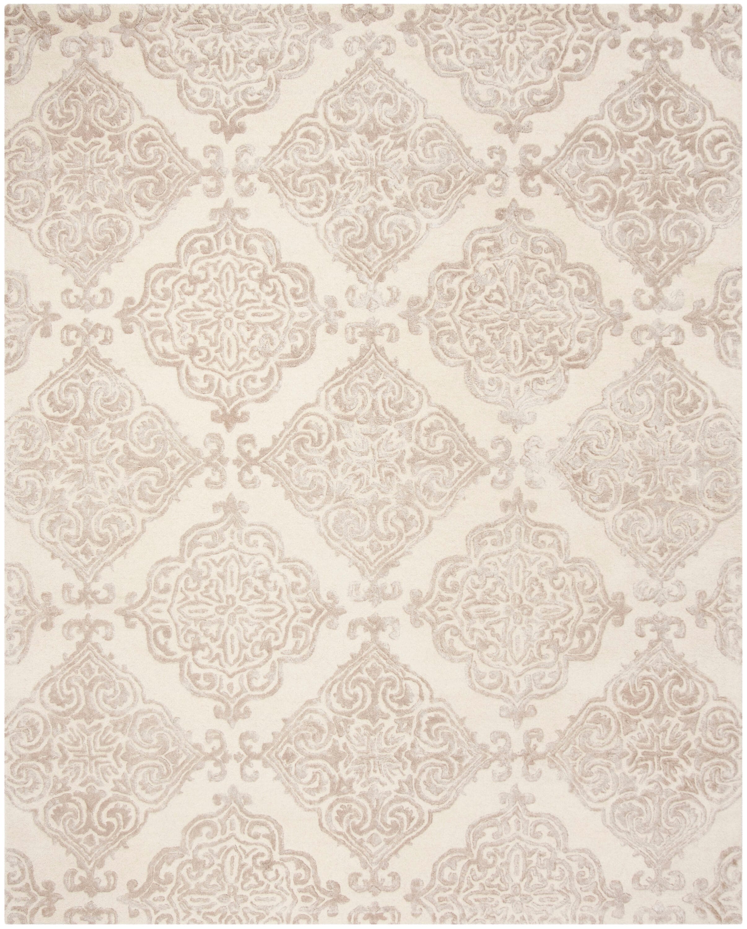 Elegant Ivory & Beige Hand-Tufted Wool Area Rug 8' x 10'