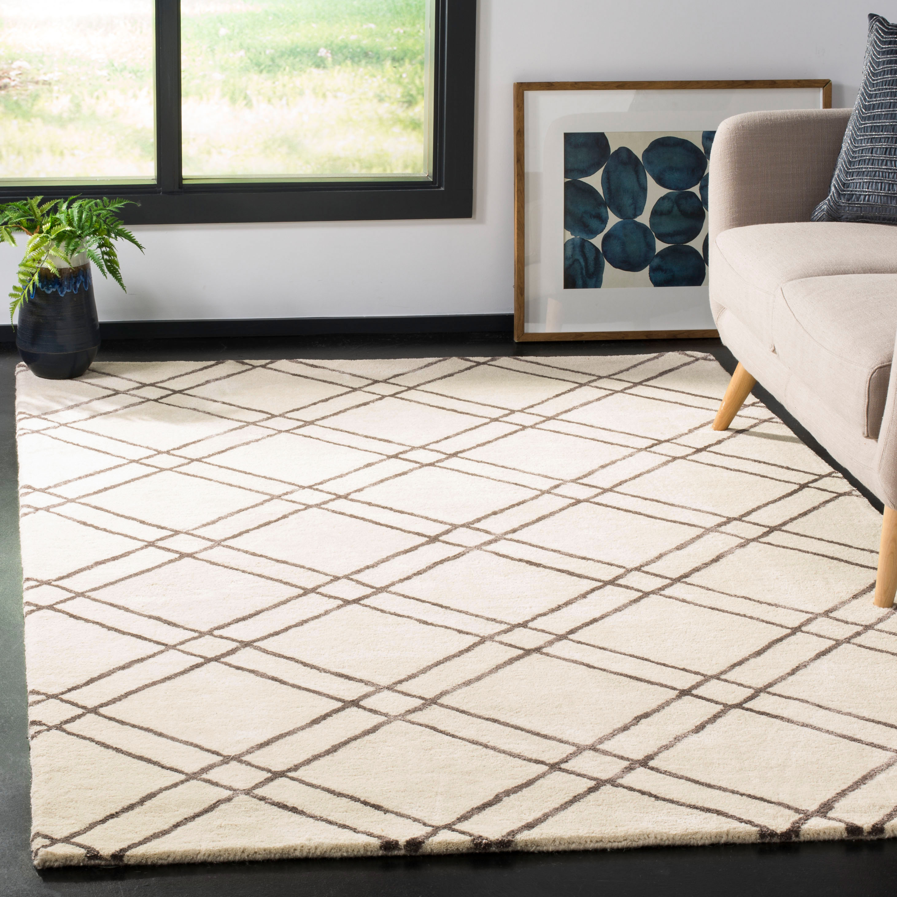  Himalaya 901 Ivory/Dark Gray Contemporary 4ft x 6ft Small Rectangle Rug