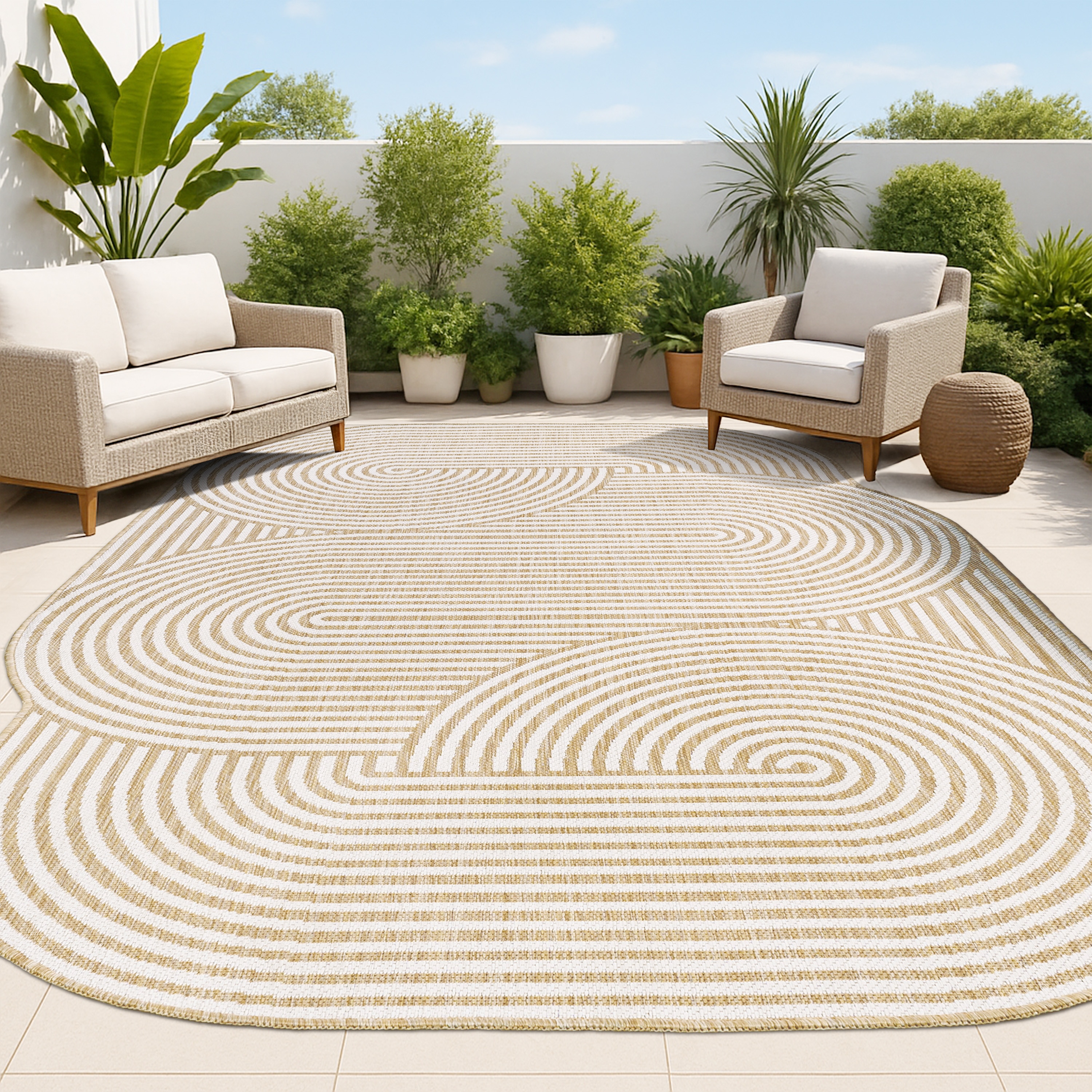 JONATHAN  Y SHP201B-6 SHAPES Margot Arch Stripe 6 x 9 (ft) Loomed Cream/Natural Rectangular Indoor/Outdoor Geometric Coastal Pet Friendly Area rug
