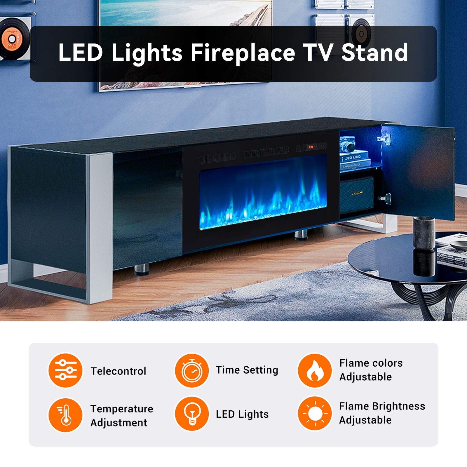 AOXUN AX-30970B Electric-Fireplaces - View #3