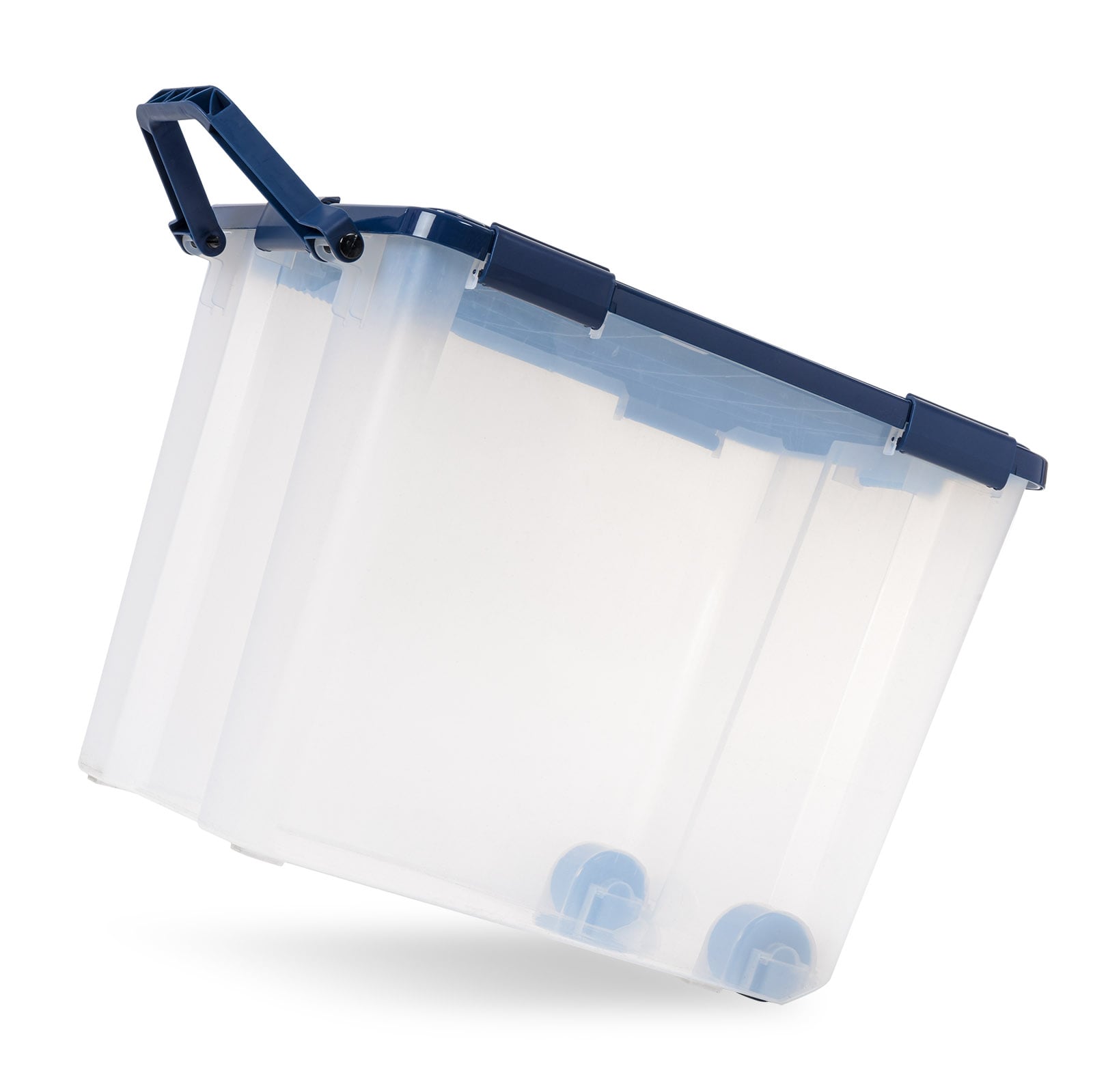 Project Source X-large 25.75-Gallons (103-Quart) Blue Weatherproof Heavy  Duty Tote with Latching Lid in the Plastic Storage Containers department at