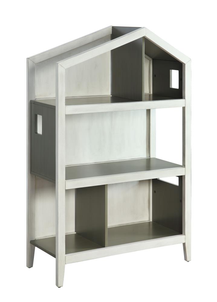 ACME FURNITURE 92561 Doll Cottage Weathered White and Washed Gray Wood 3 -Shelf Bookcase ( 33-Inches W x 50-Inches H x 14-Inches D ) Finished