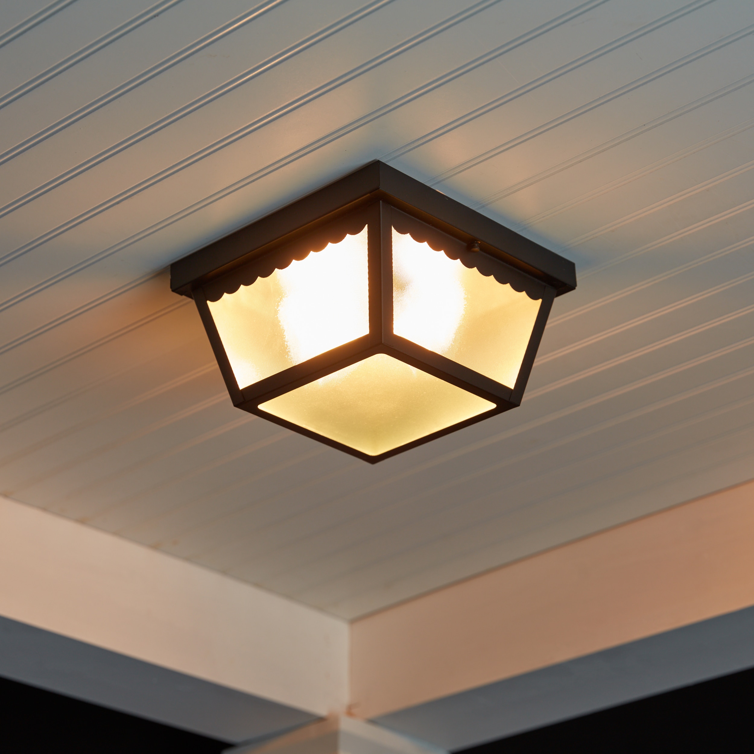 Maxim Black Frosted Glass 2-Light Outdoor Ceiling Mount