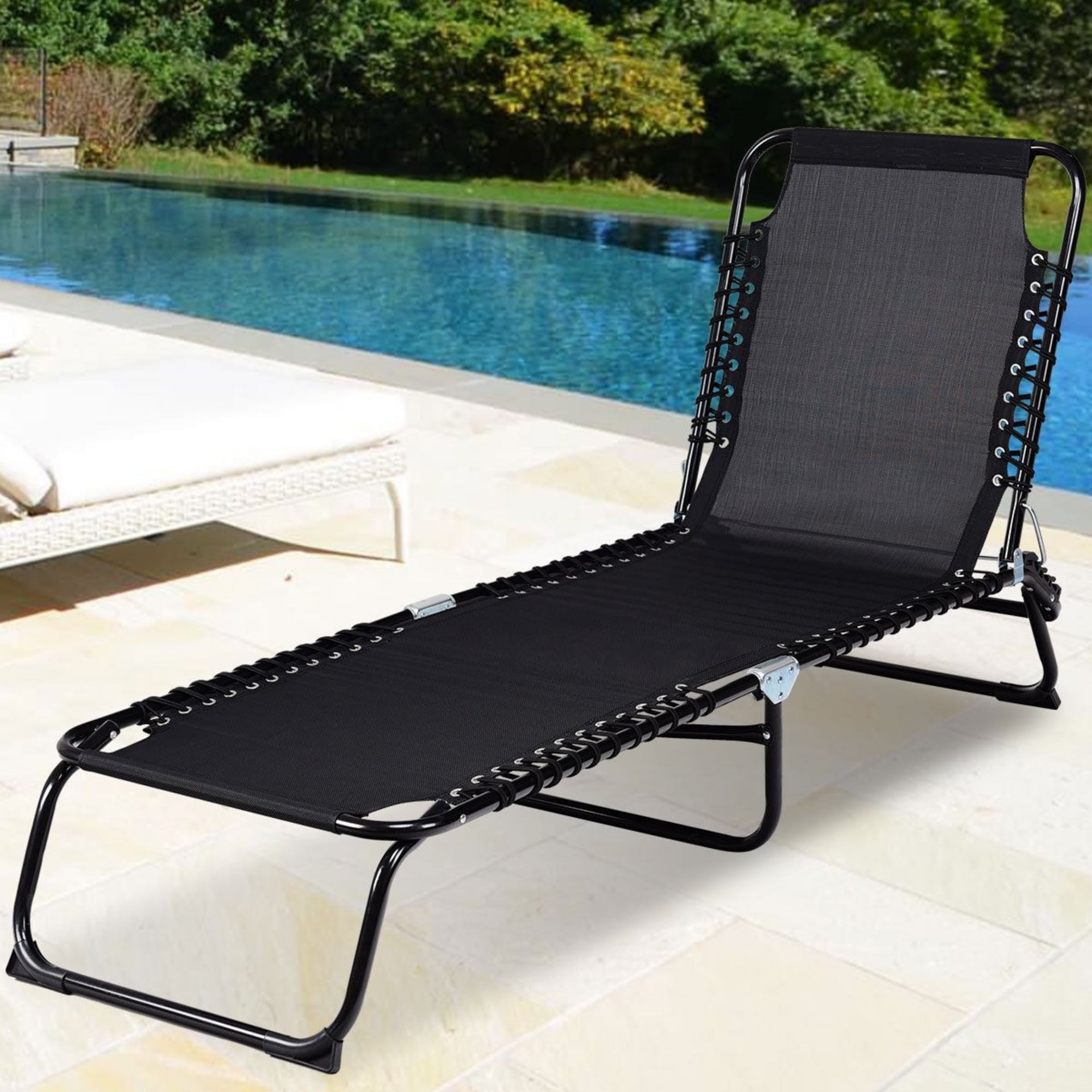 Casainc Woven Stackable Black Steel Frame Stationary Zero Gravity Chair 