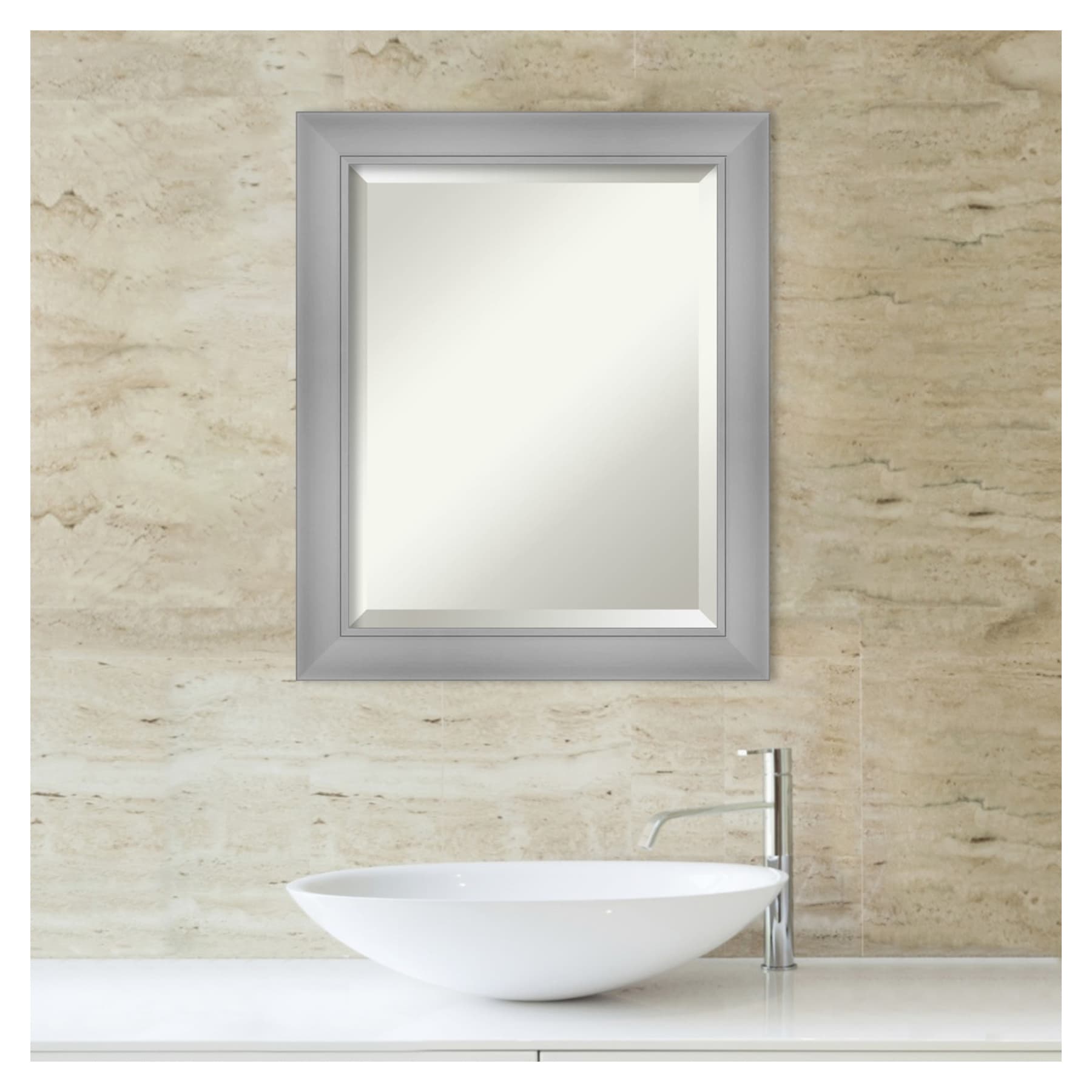 Flair 20x24-inch Beveled Rectangular Wall Mirror with Polished Nickel Frame