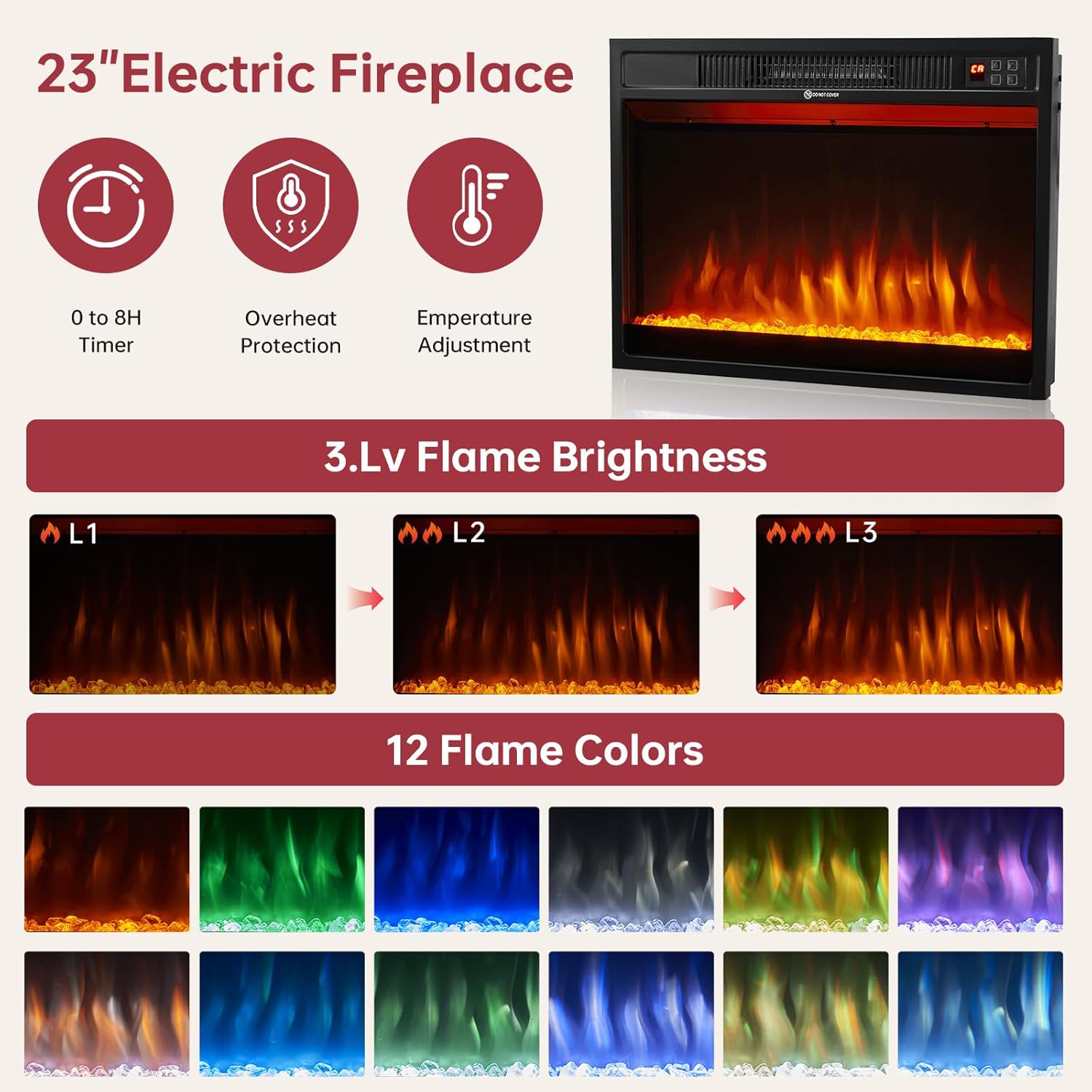 Bapipro TE33A70WB Electric-Fireplaces - View #2