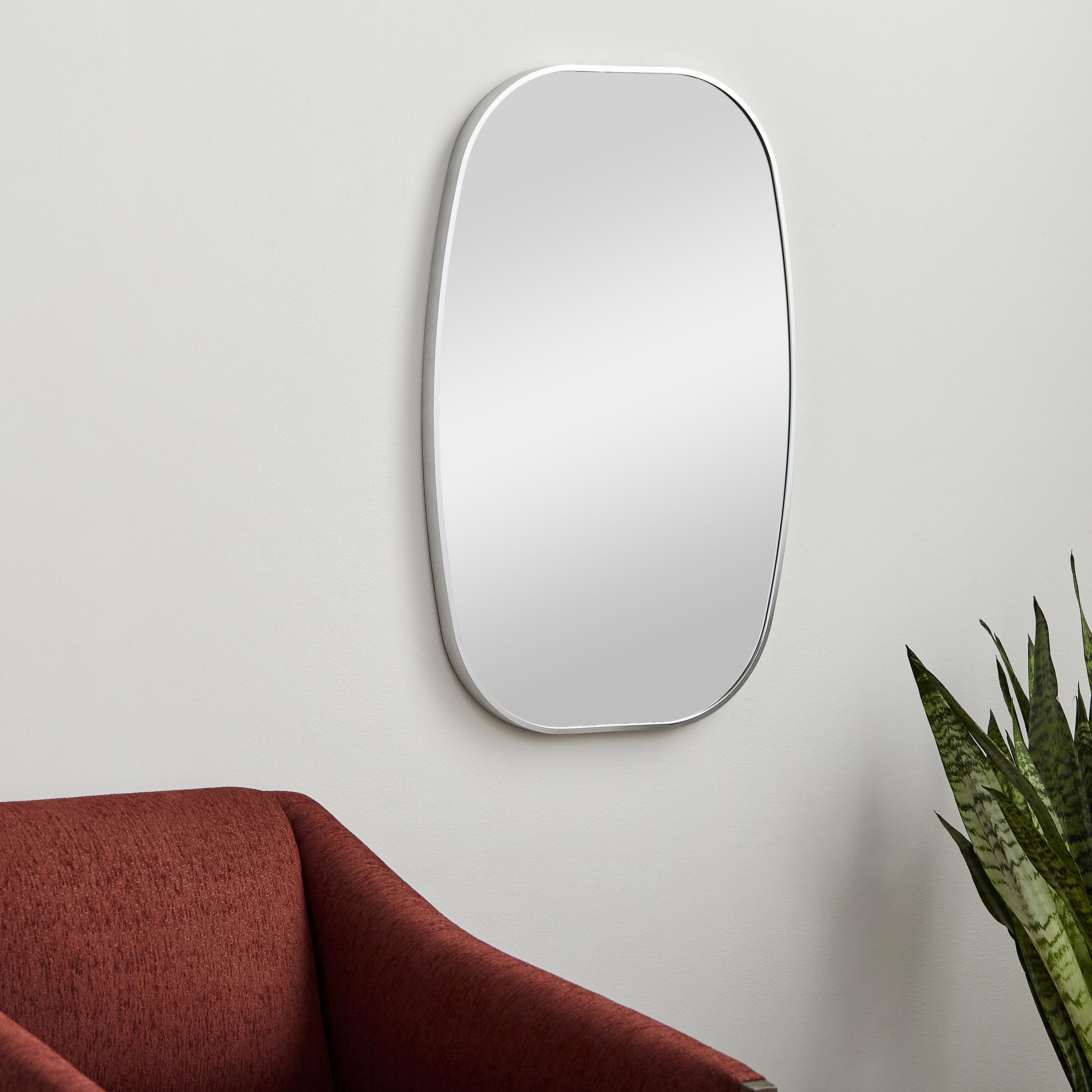 Surya Aranya Modern Rectangle Mirror With Silver Finish RAY037-2435