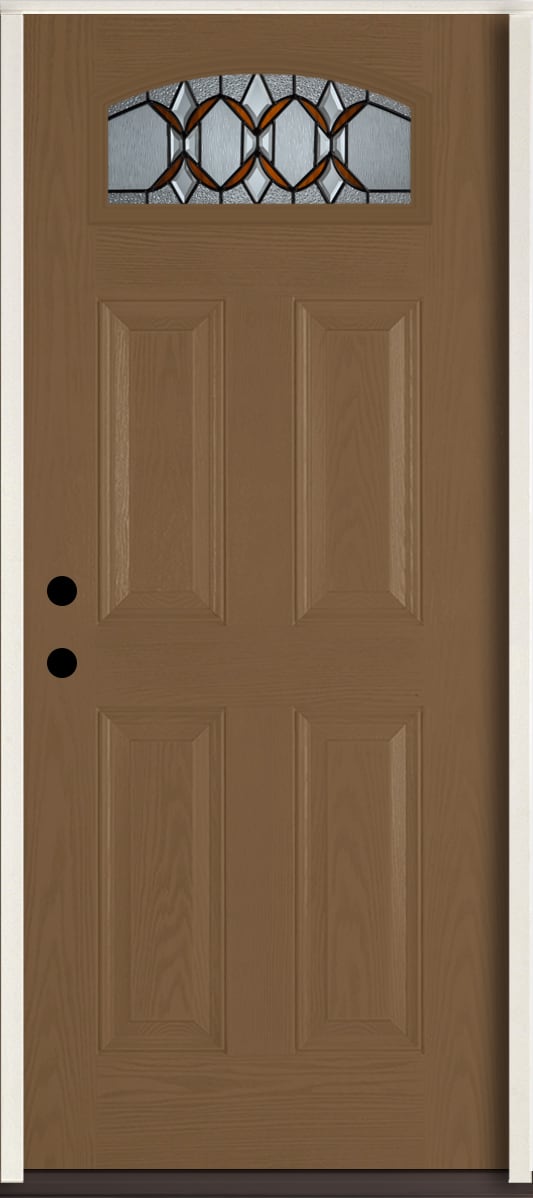 RELIABILT LO841871 Park Hill 36-in x 80-in x 4-9/16-in Fiberglass 1/4 lite Right-hand inswing Woodhaven Stained Prehung Front Door Insulating core