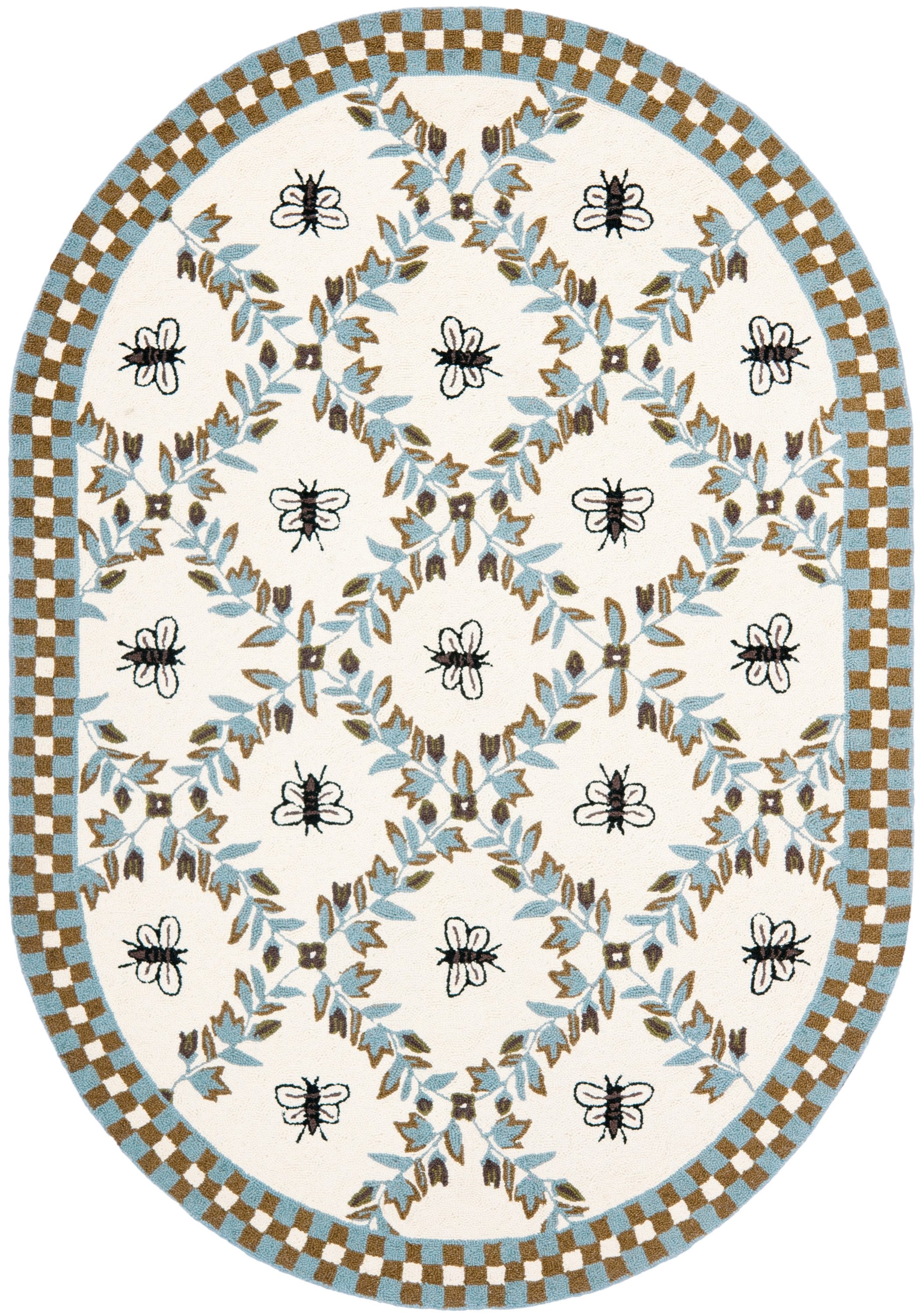 Safavieh HK55G-8OV Chelsea Stratford 8 x 10 (ft) Hooked Wool Blue/Multi Oval Indoor Trellis Area rug