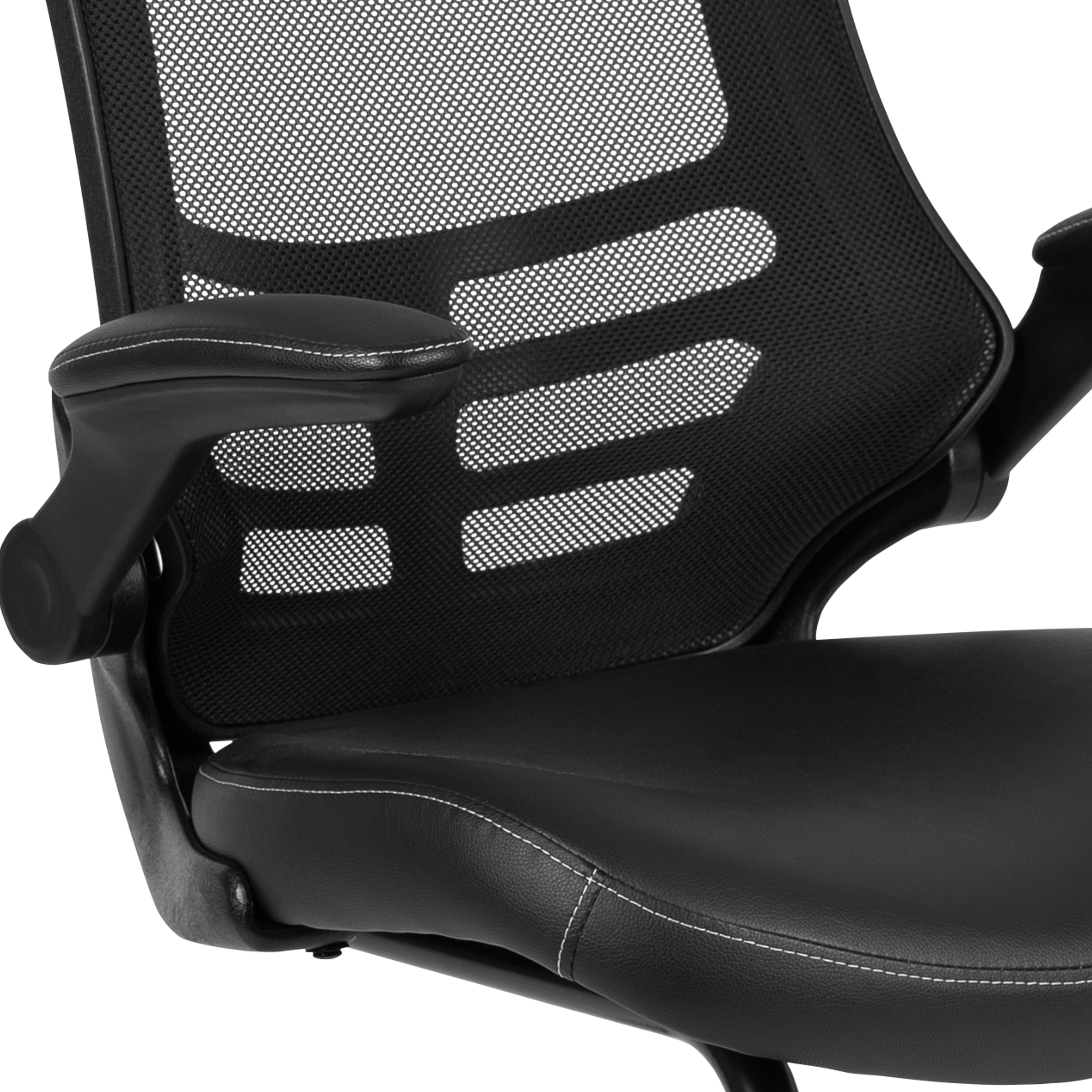 Kelista High-Back Black LeatherSoft Mesh Office Guest Chair