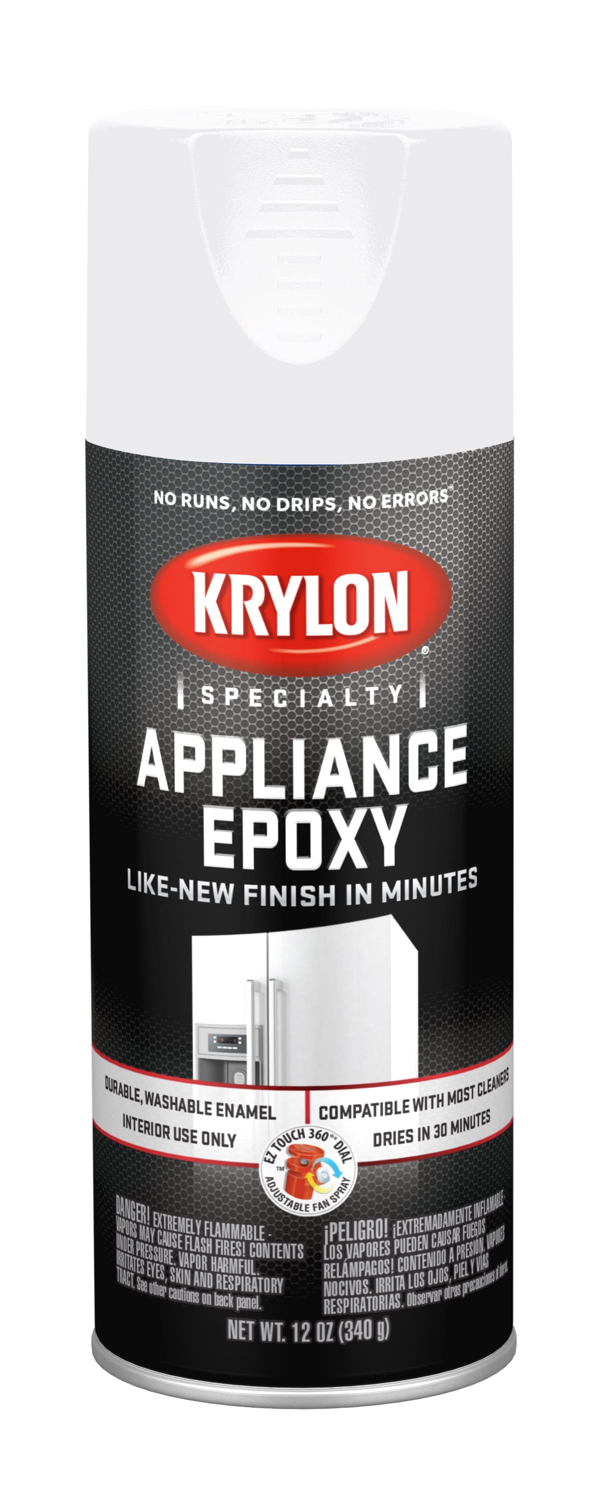 Krylon K03201 K03201777 Appliance Epoxy Aerosol Paint White, 12 Ounce (Pack  of 1), Multi - Spray Paints 
