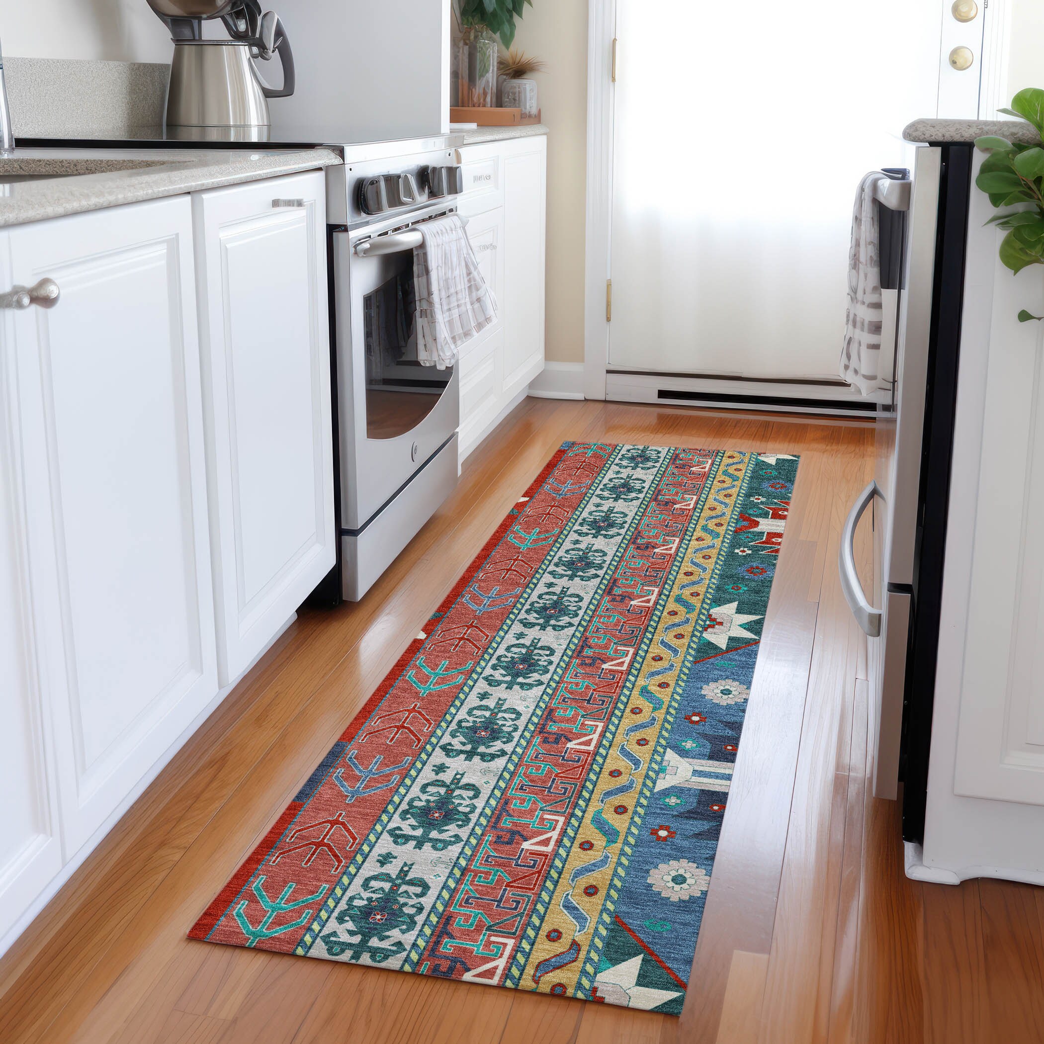 Addison Rugs ACN1015RD2X8 Chantille ACN1015RD 2 x 7 (ft) Polyester Red Rectangular Indoor/Outdoor Geometric Machine washable Runner rug