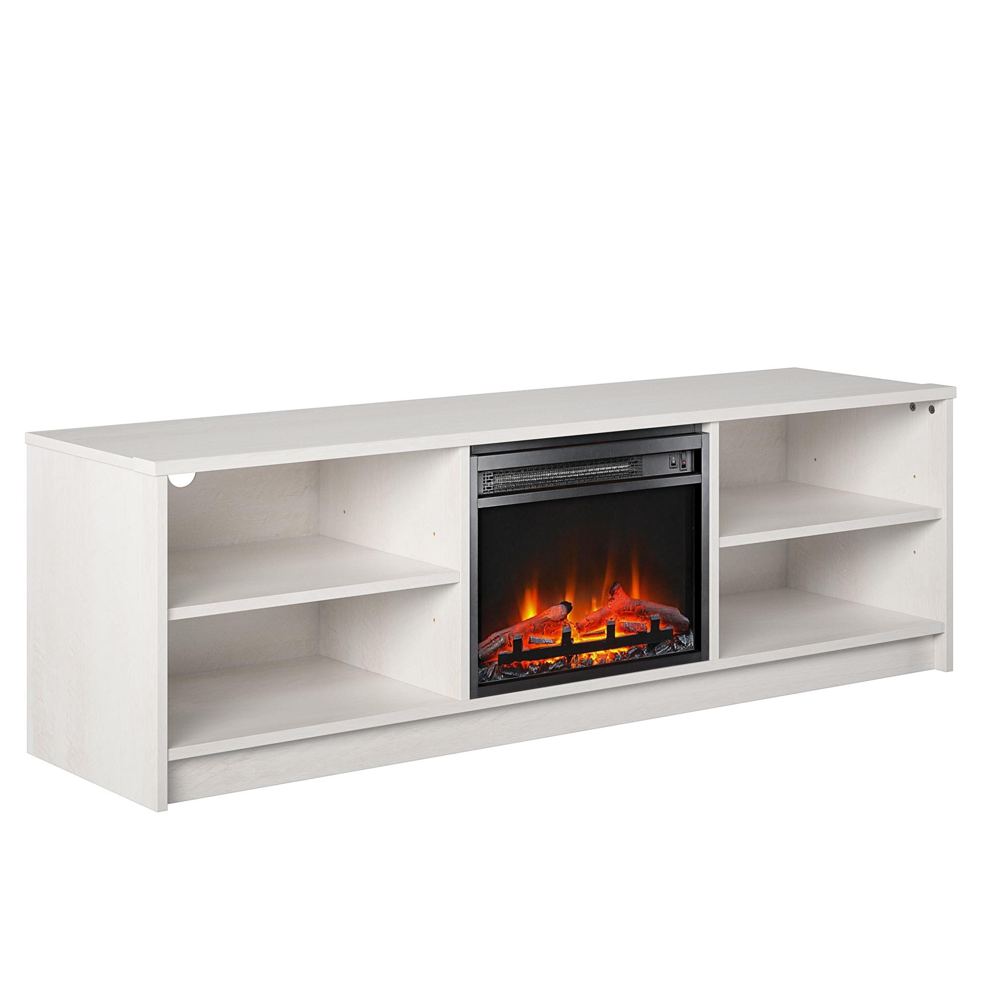 Ameriwood Home 3919341COM 47.6-in W Walnut TV Stand with Fan-forced Flat wall Electric Fireplace