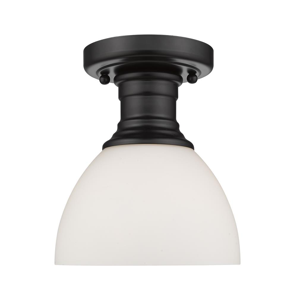 Golden Lighting 3118-SF BLK-OP Hines 1 -Light 6.875-in Polished Black Semi Flush Mount Light
