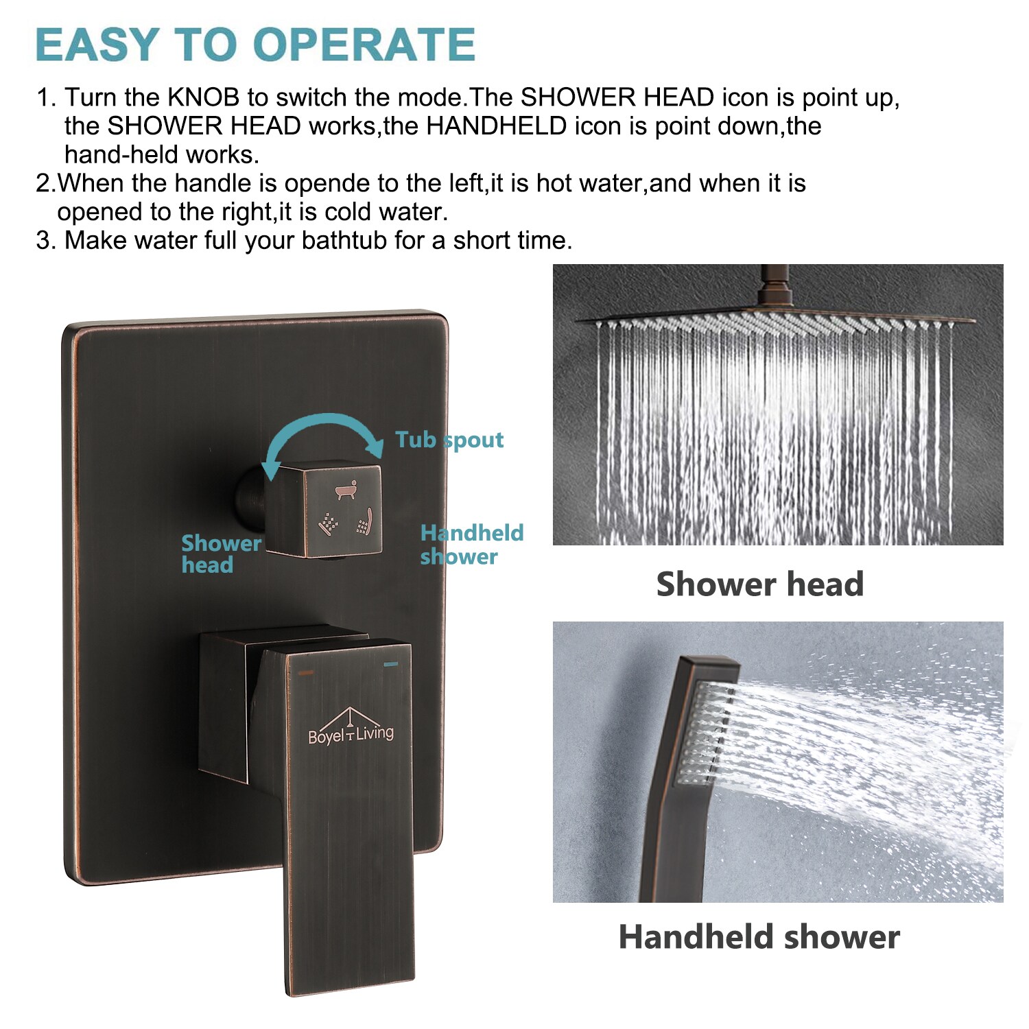Clihome MS-A3809-12ORB Showerhead-Bar-Panels - View #8