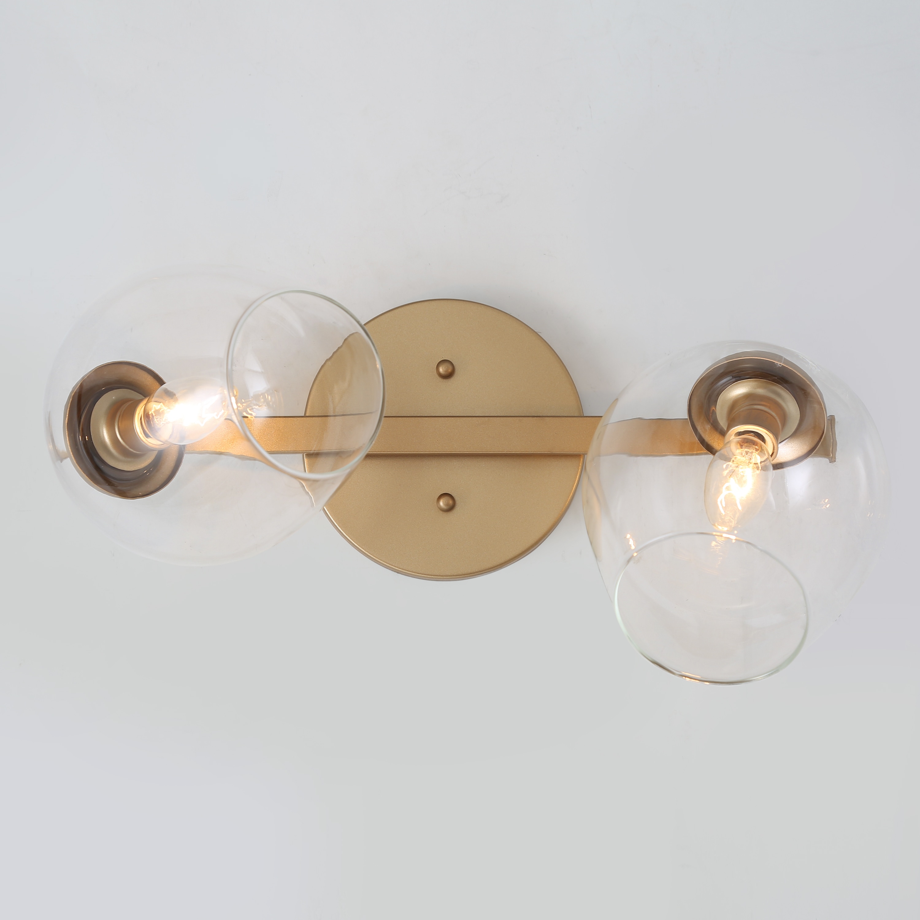 LNC Ellan 12-in W 3-Light Matte Gold and Clear Glass Globe Modern