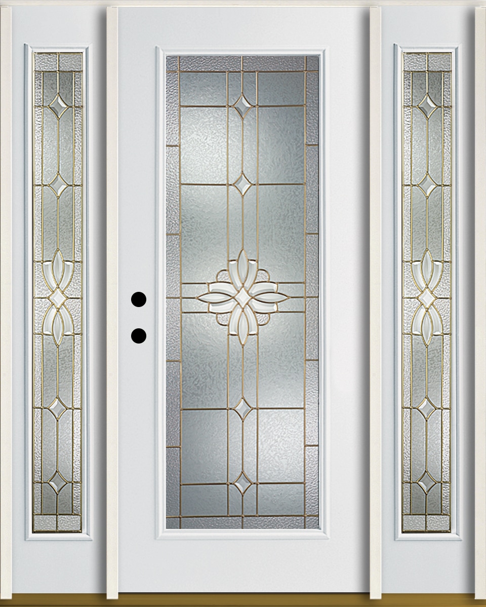 RELIABILT LO841821 Laurel 60-in x 80-in x 4-9/16-in Fiberglass Full lite Right-hand inswing Modern White Painted Prehung Front Door with Sidelights Insulating core