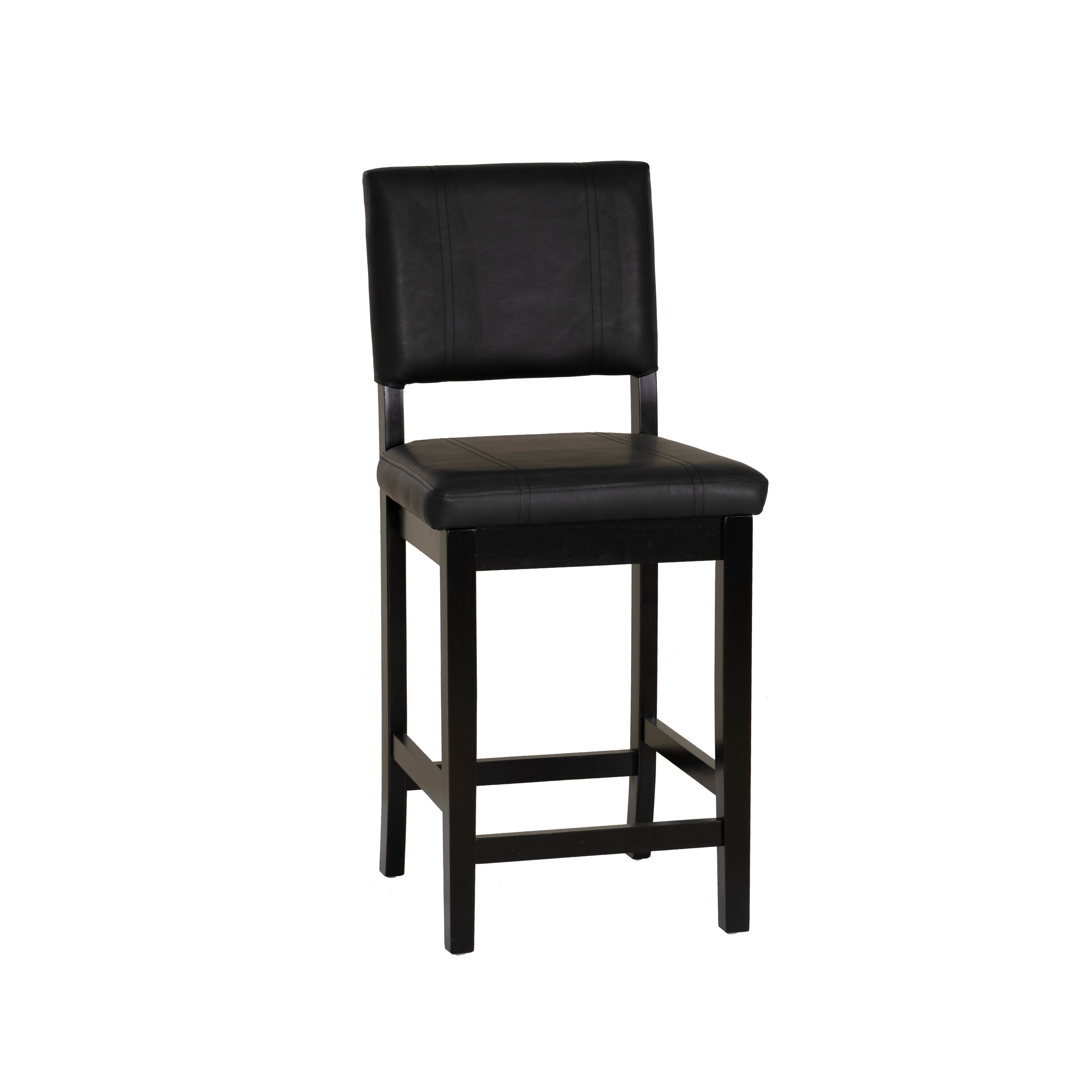 Linon CS334BLK01U Black 25-in H Counter height Upholstered Wood Bar Stool