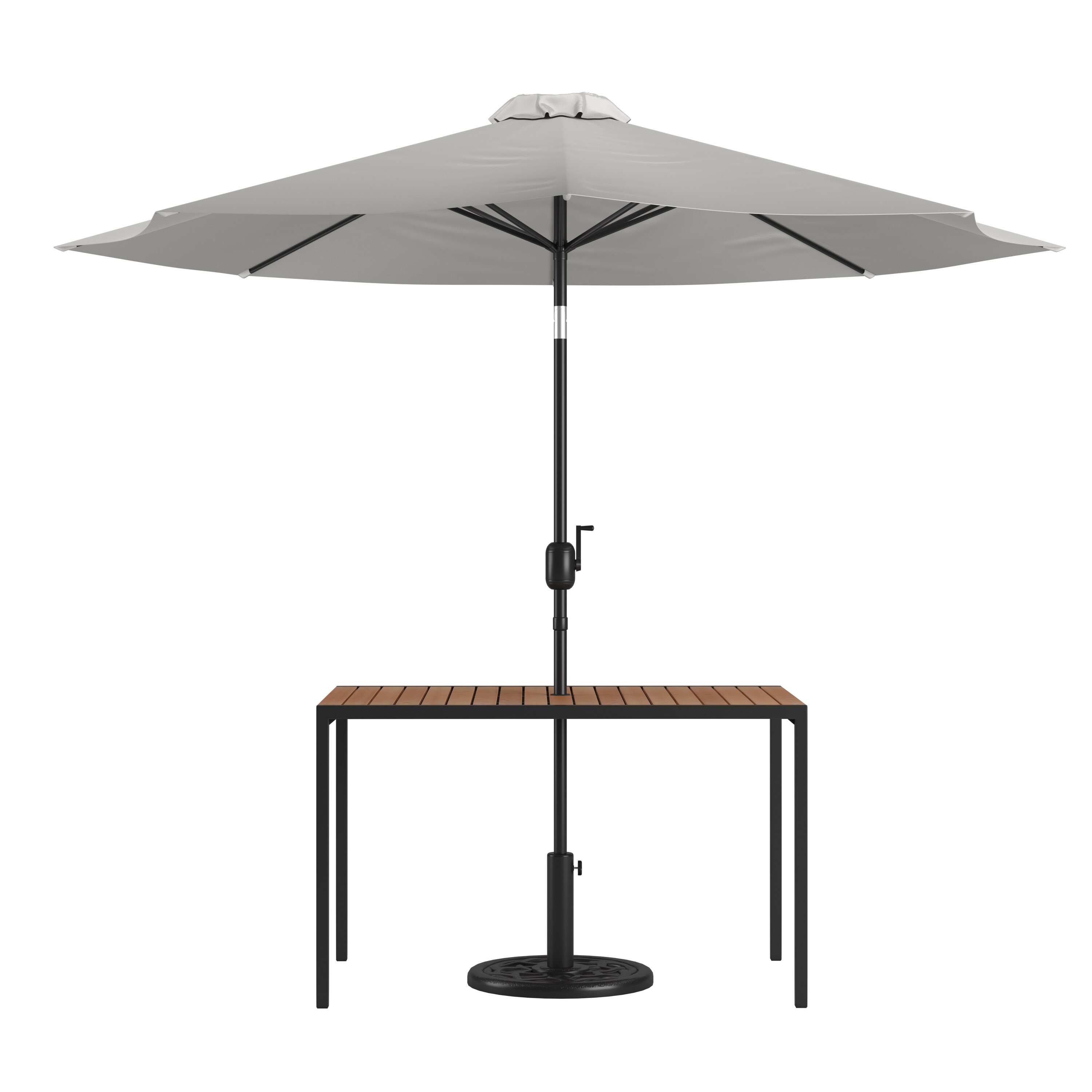 Flash Furniture 840196340968 Lark Rectangle Outdoor Dining Table 30-in W x 48-in L with Umbrella Hole