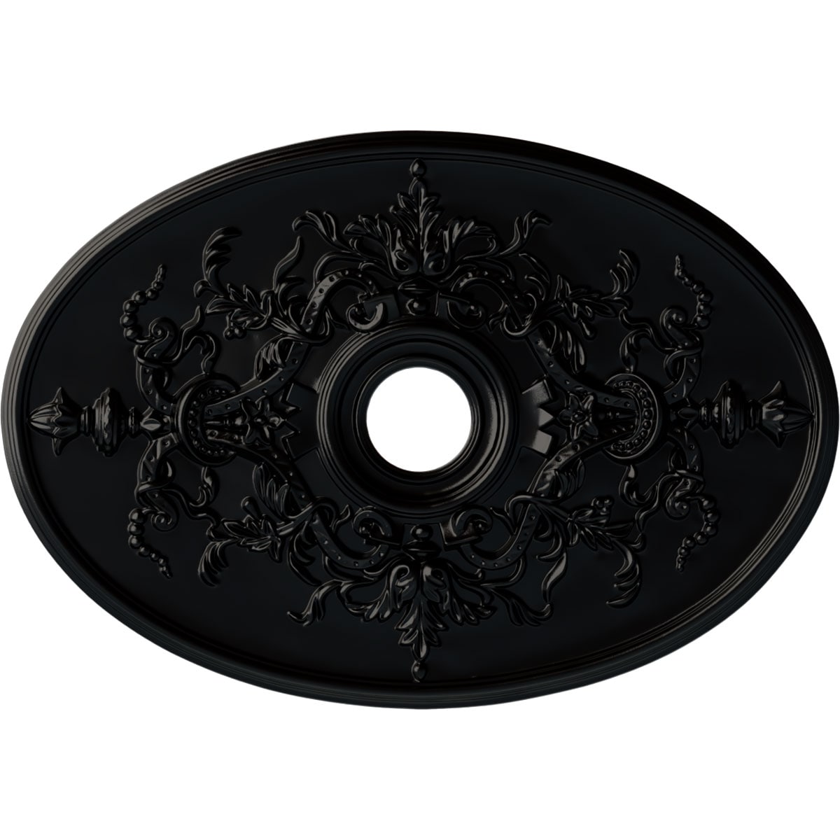 Ekena Millwork CM21X30ALBLF Alexa 21.25-in W x 30.75-in L Painted Jet Black Polyurethane Whole Ceiling Medallion