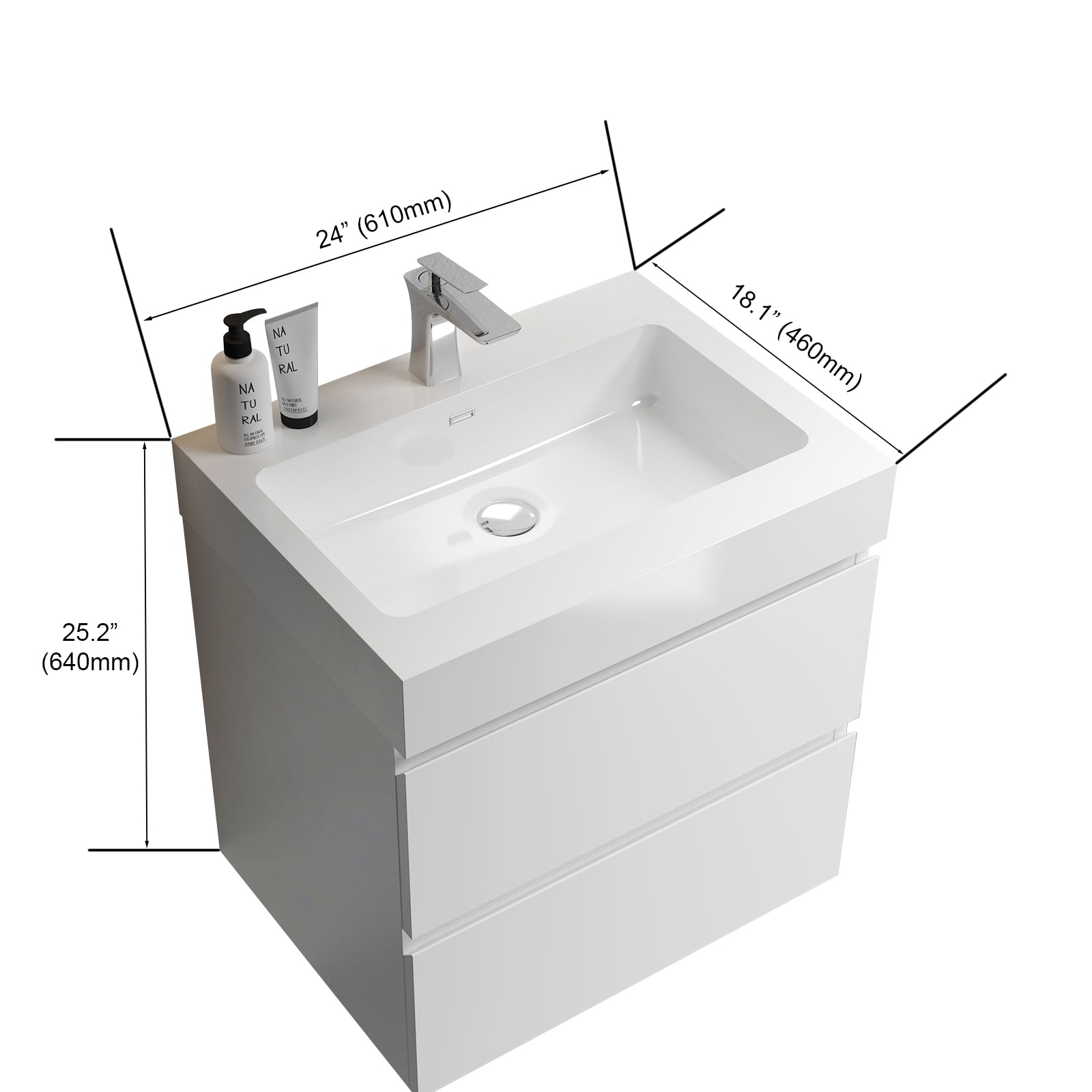 Forclover 24-in High Gloss White Single Sink Floating Bathroom Vanity ...
