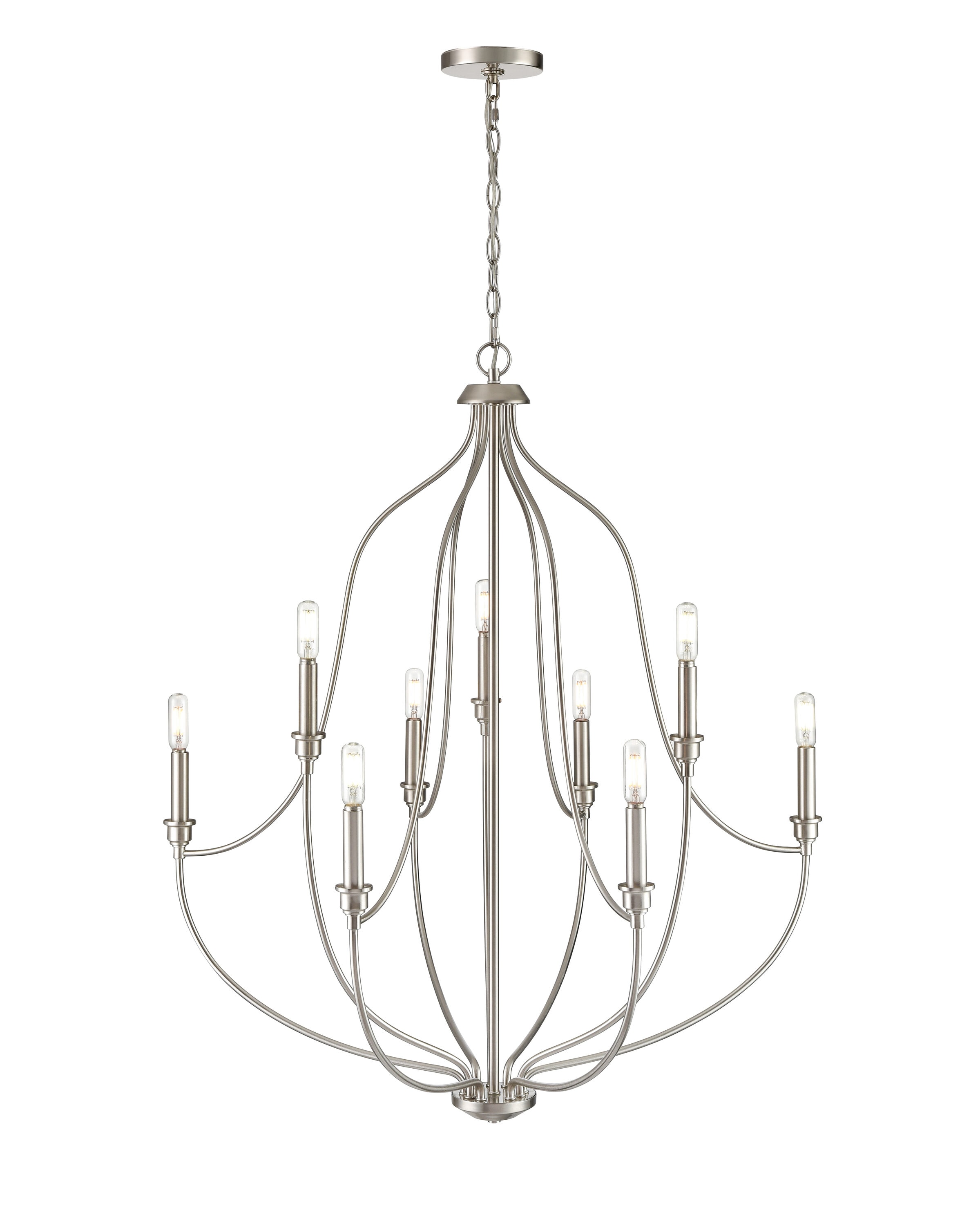 Millennium Lighting 98009-BN Senoia 9 -Light Brushed Nickel Transitional For Use in Bedrooms, Dining Rooms, Foyers, Kitchens, Living Rooms Chandelier