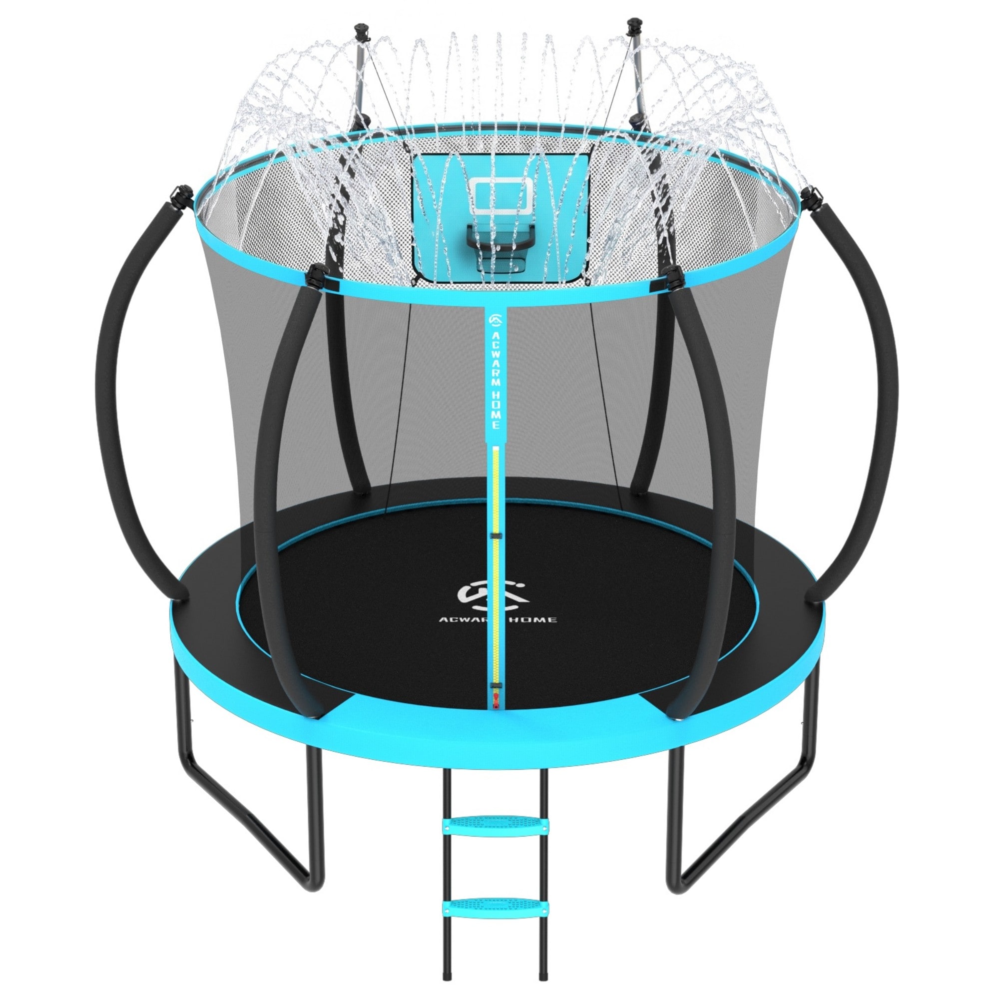 Jumpfly - 2026 Upgraded 8FT 1500lbs Tranpoline for Kids and Adults with Light Sprinkler Basketbal...
