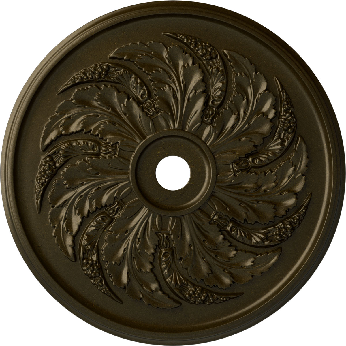 Ekena Millwork CM42SKGGS Sellek 42.125-in W x 42.125-in L Painted Green Gold Polyurethane Whole Ceiling Medallion