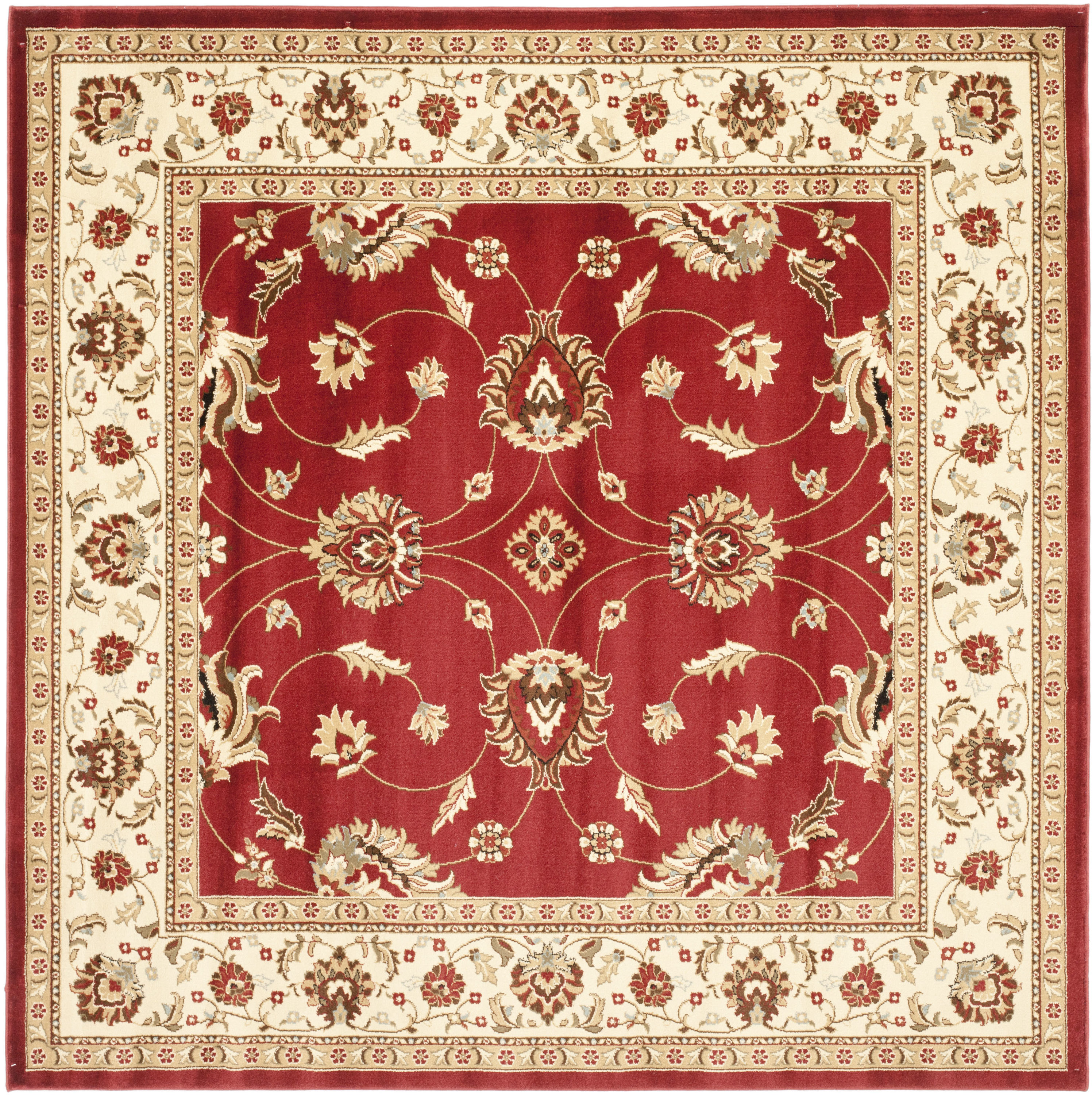 Safavieh LNH553-4012-7SQ Lyndhurst Agra 7 x 7 (ft) Loomed Polypropylene Red/Ivory Square Indoor Floral/Botanical Oriental Area rug