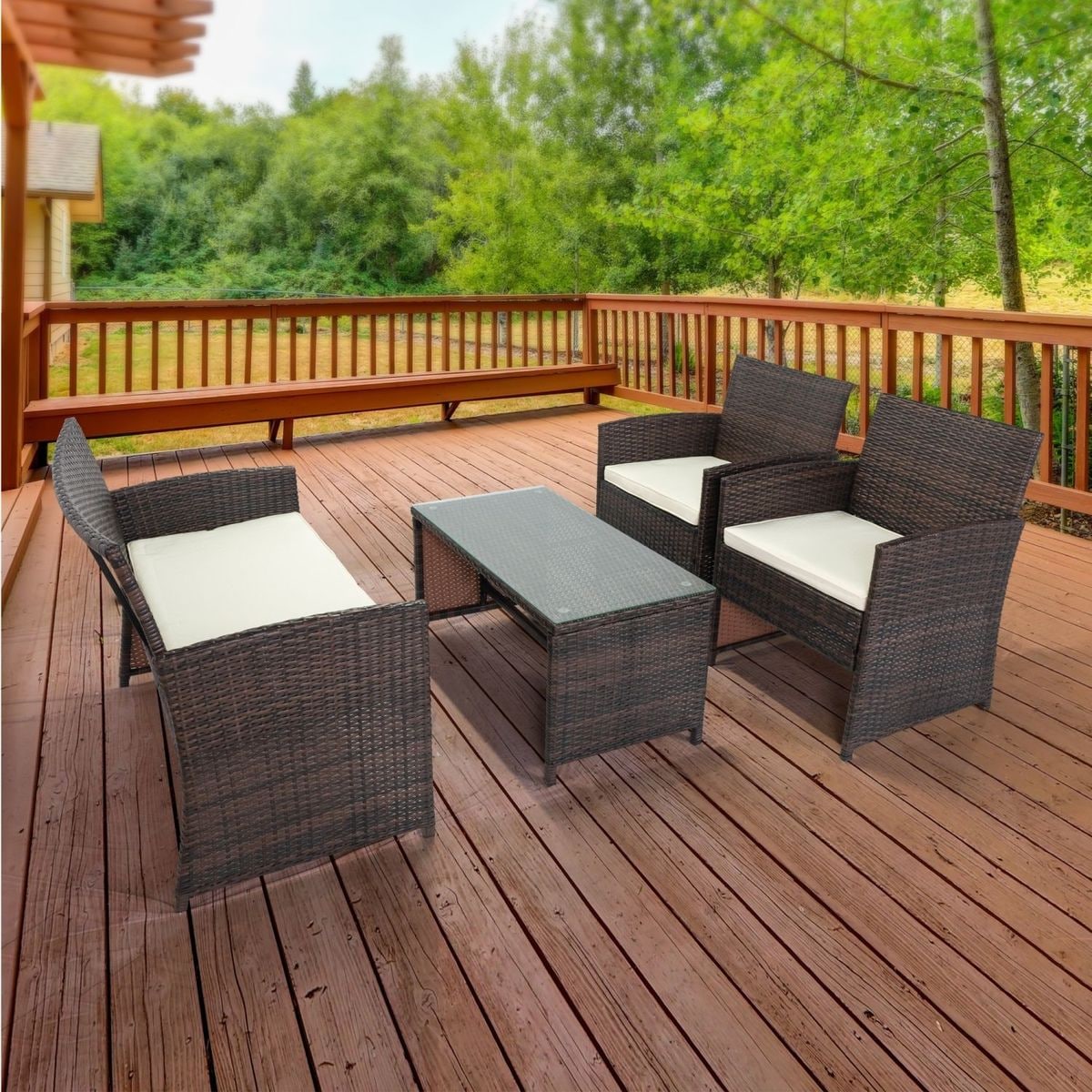 JASMODER W32965345 Rattan Outdoor Sectional with Brown Cushion(S) Frame