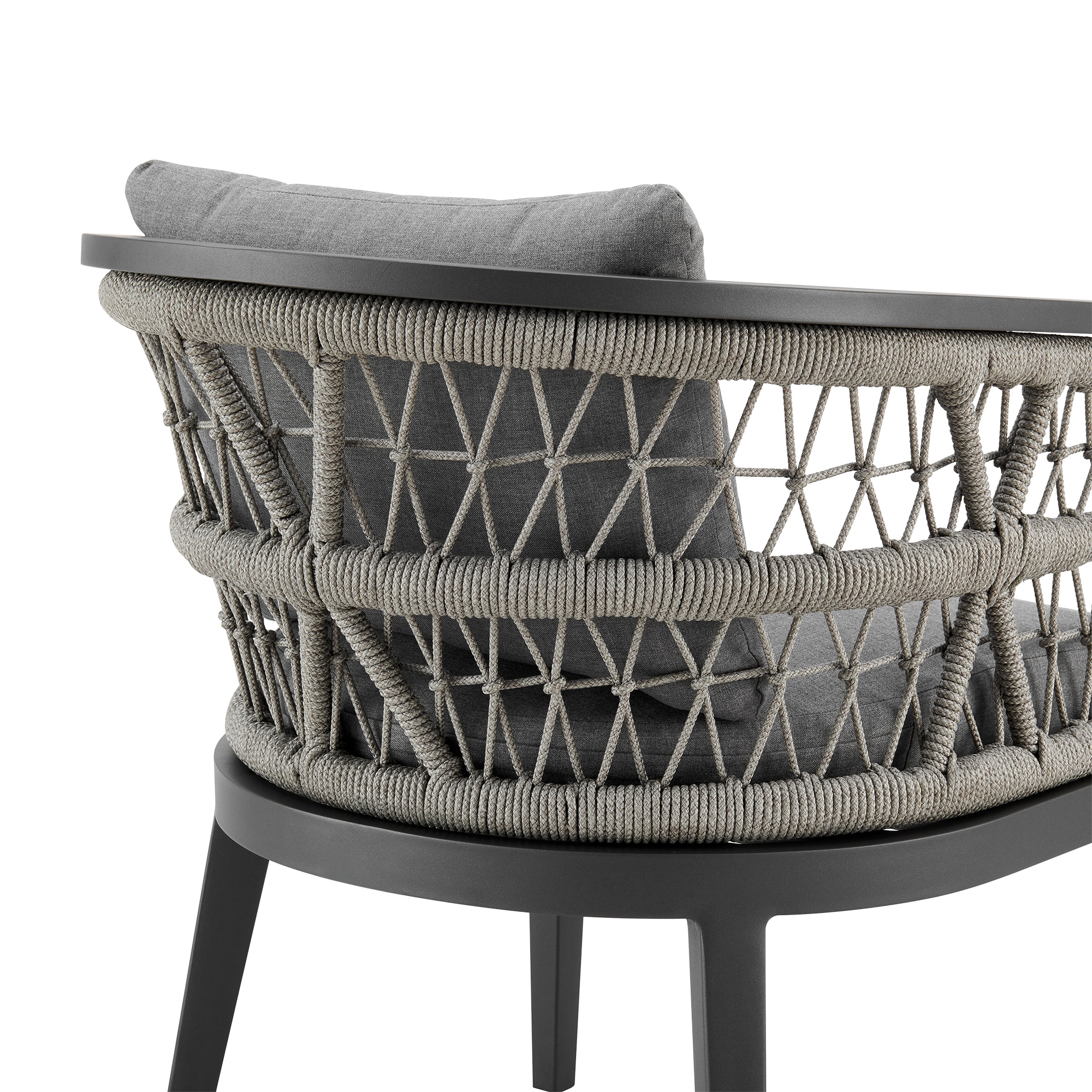 Zella Gray Aluminum Outdoor Dining Arm Chair with Cushions