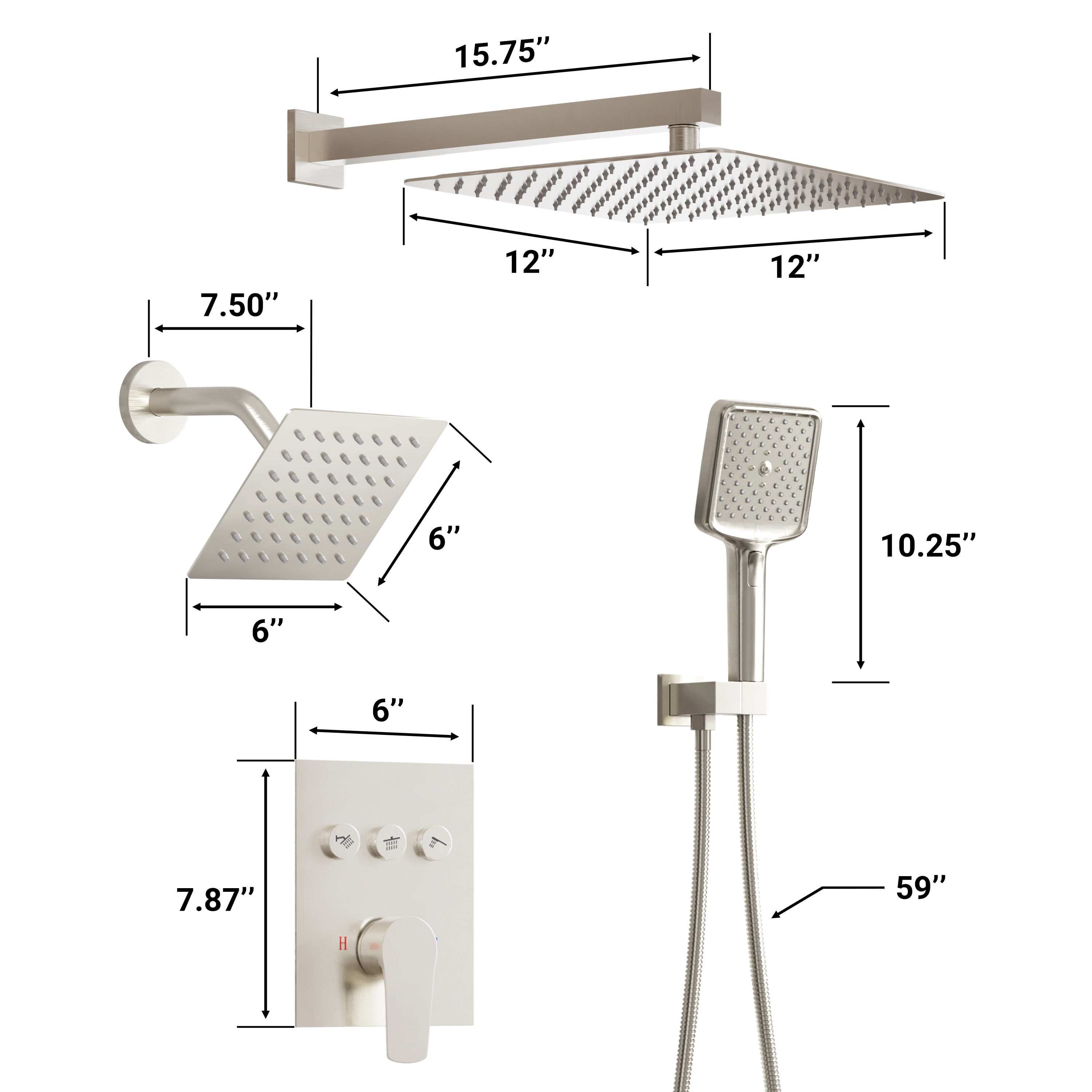 Mondawe OR-6001MB-DG Showerhead-Bar-Panels - View #9