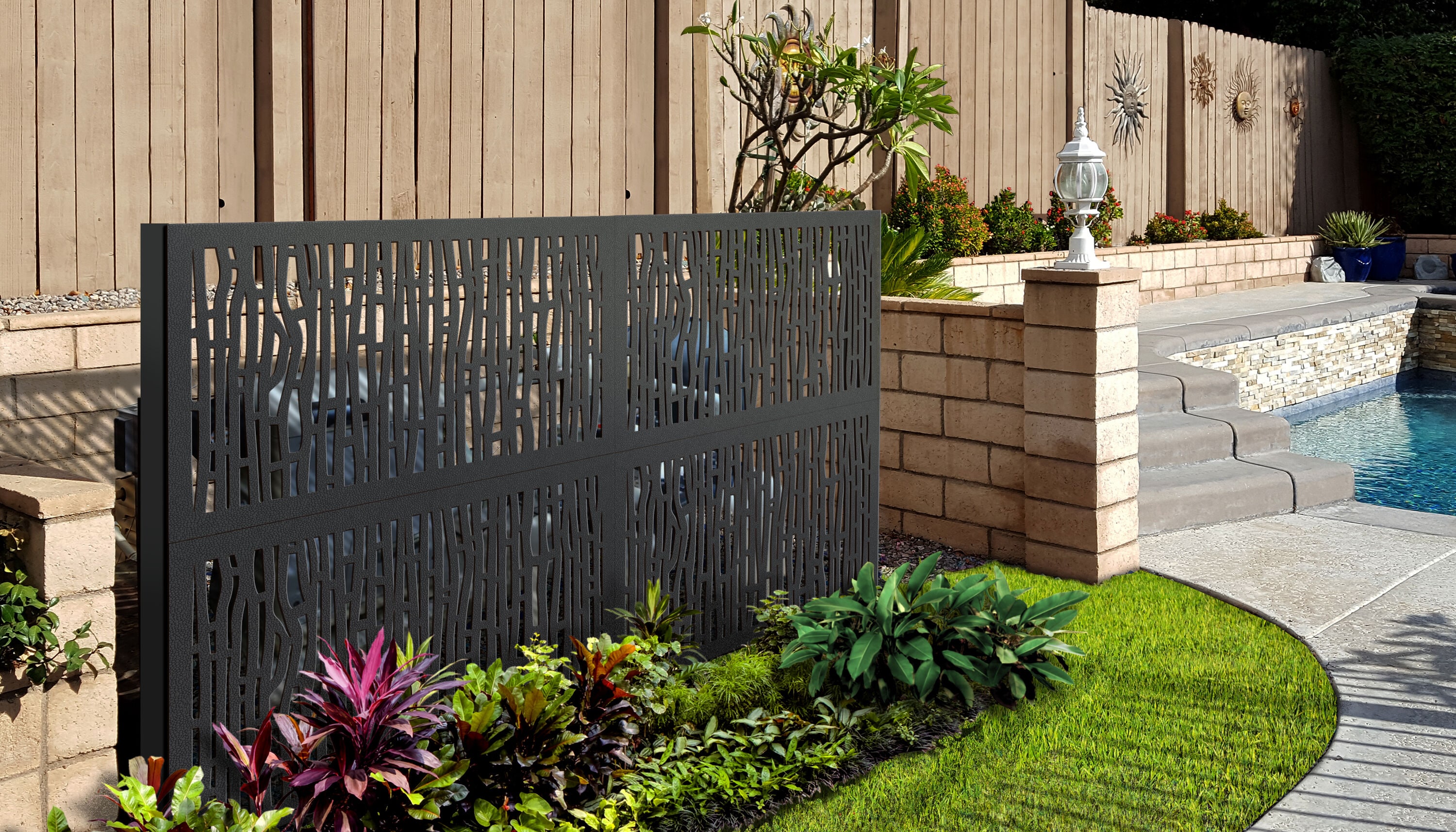 Fiji 24" x 48" Charcoal Recycled Plastic Outdoor Privacy Screen