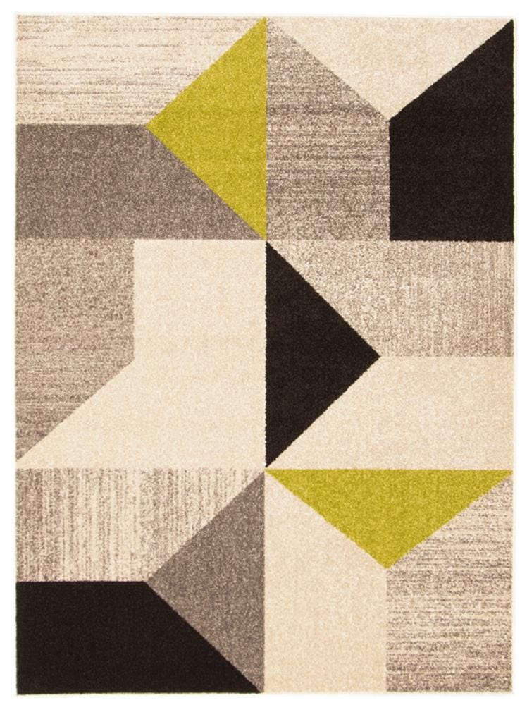 ECARPETGALLERY 345682 Harlow 7 x 9 (ft) Loomed Polypropylene Grey/Cream/Lime Rectangular Indoor Abstract Mid-Century Modern Area rug