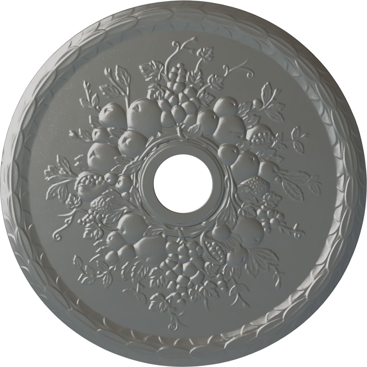 Ekena Millwork CM22GRSLS Grape 22.625-in W x 22.625-in L Painted Silver Polyurethane Whole Ceiling Medallion