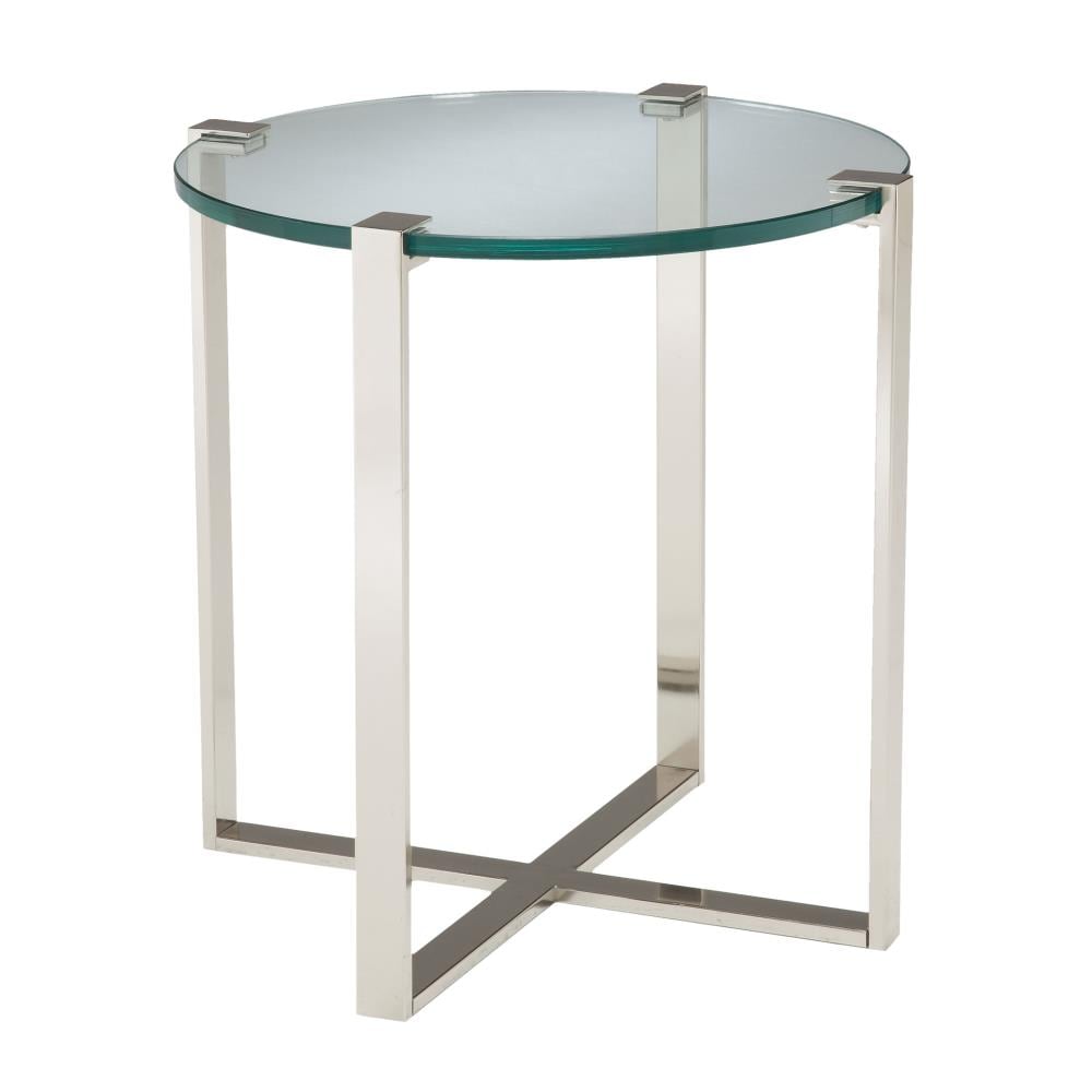 ELK Home 6041031 Uptown 25-in W x 25.5-in H Clear Glass Metal Round Farmhouse End Table Assembly Required