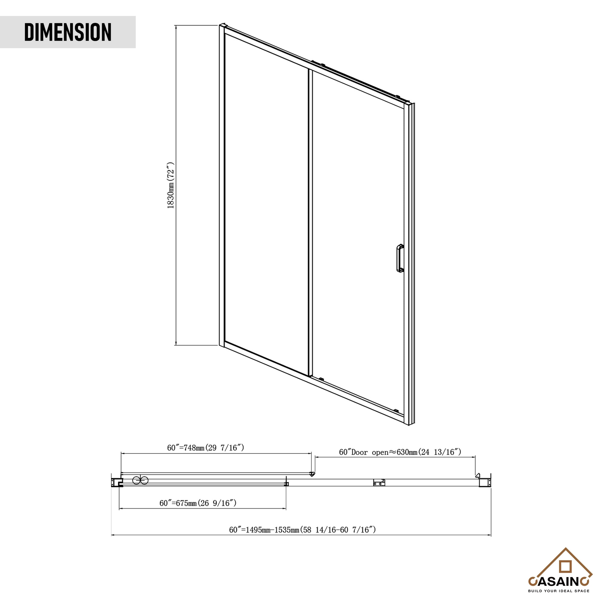 CASAINC SL-TL-D60 Shower-Doors - View #3