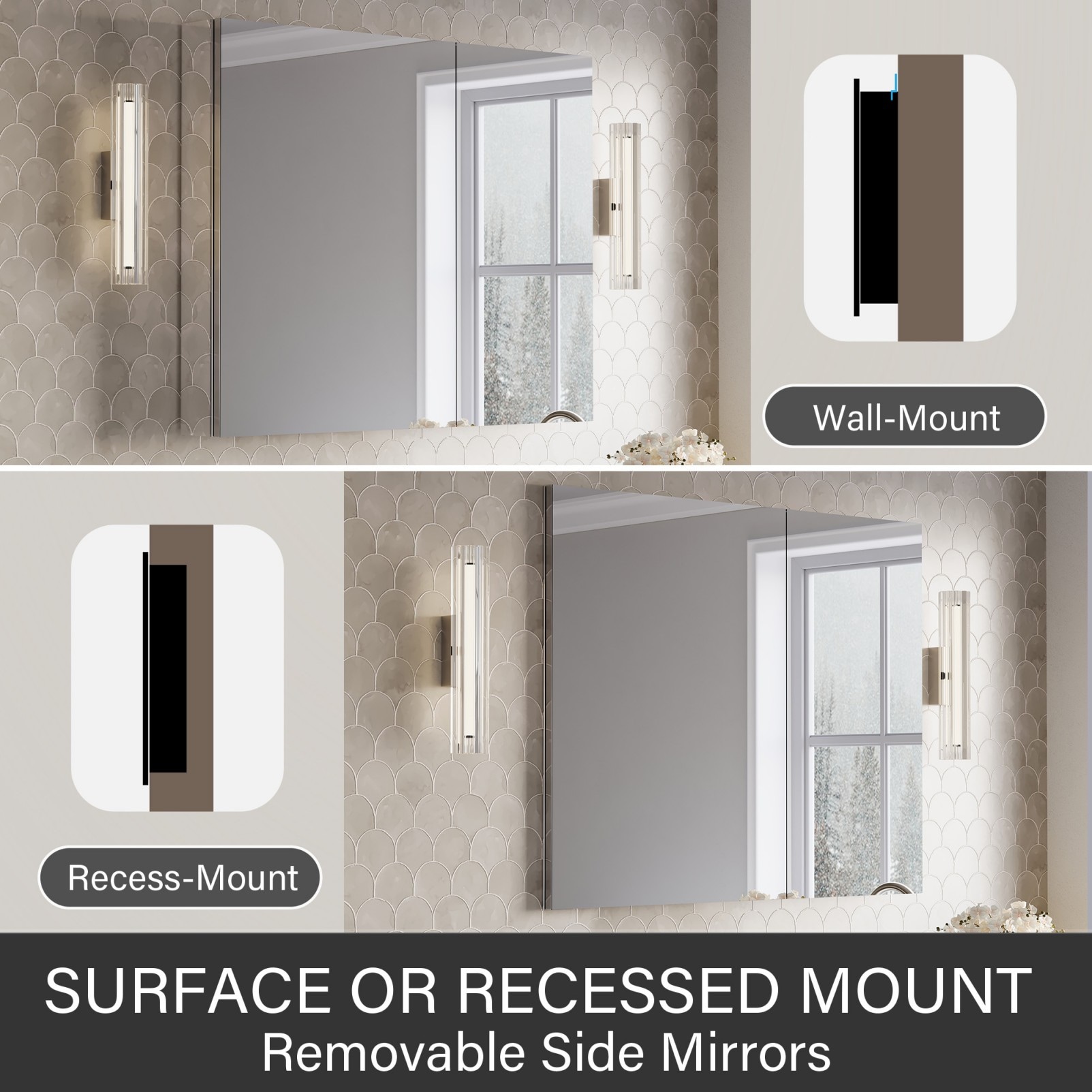 WELLFOR JRA24L16R32 Bathroom-Medicine-Cabinets - View #2