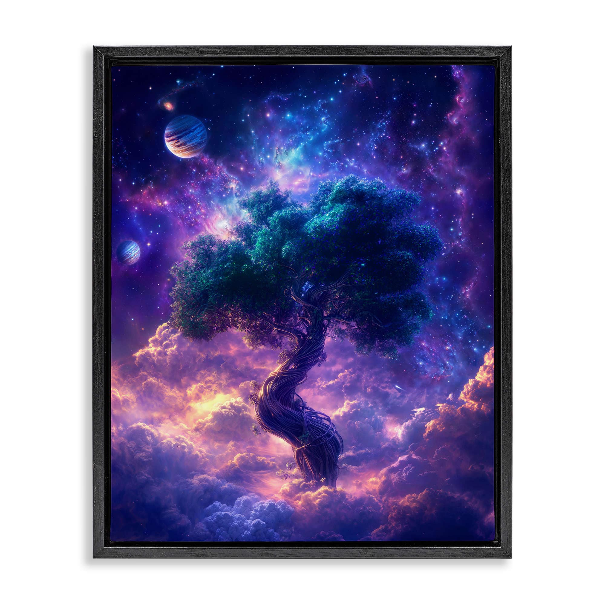 Stupell Industries BT-309-FFB-24X30 Tree Of Life Through Clouds Black Framed Floater Canvas Wall Art By Wumples 25 x 31
