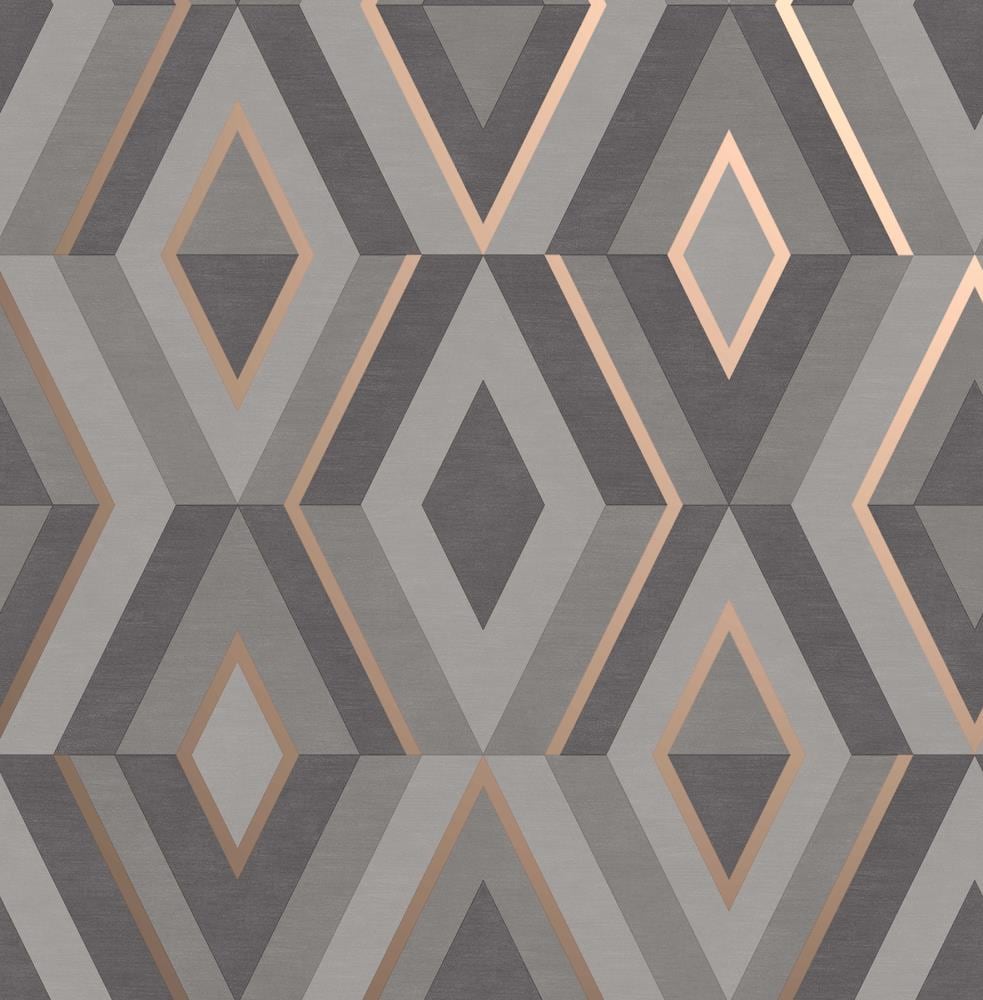Charcoal and Gold Geometric 3D Effect Removable Wallpaper