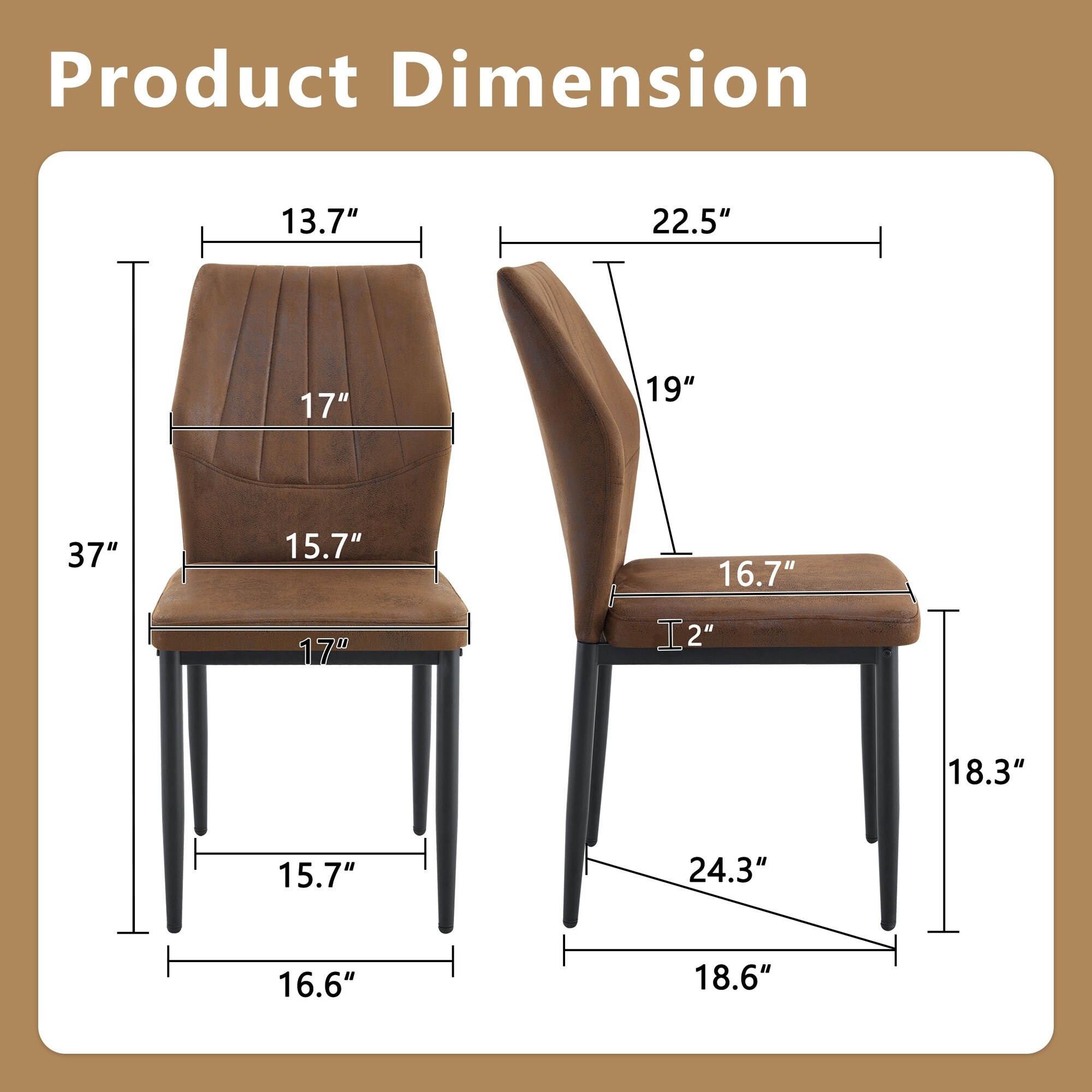 Horizons Prime 37 inch Set of 4 Brown and Black Dining Chairs with ...