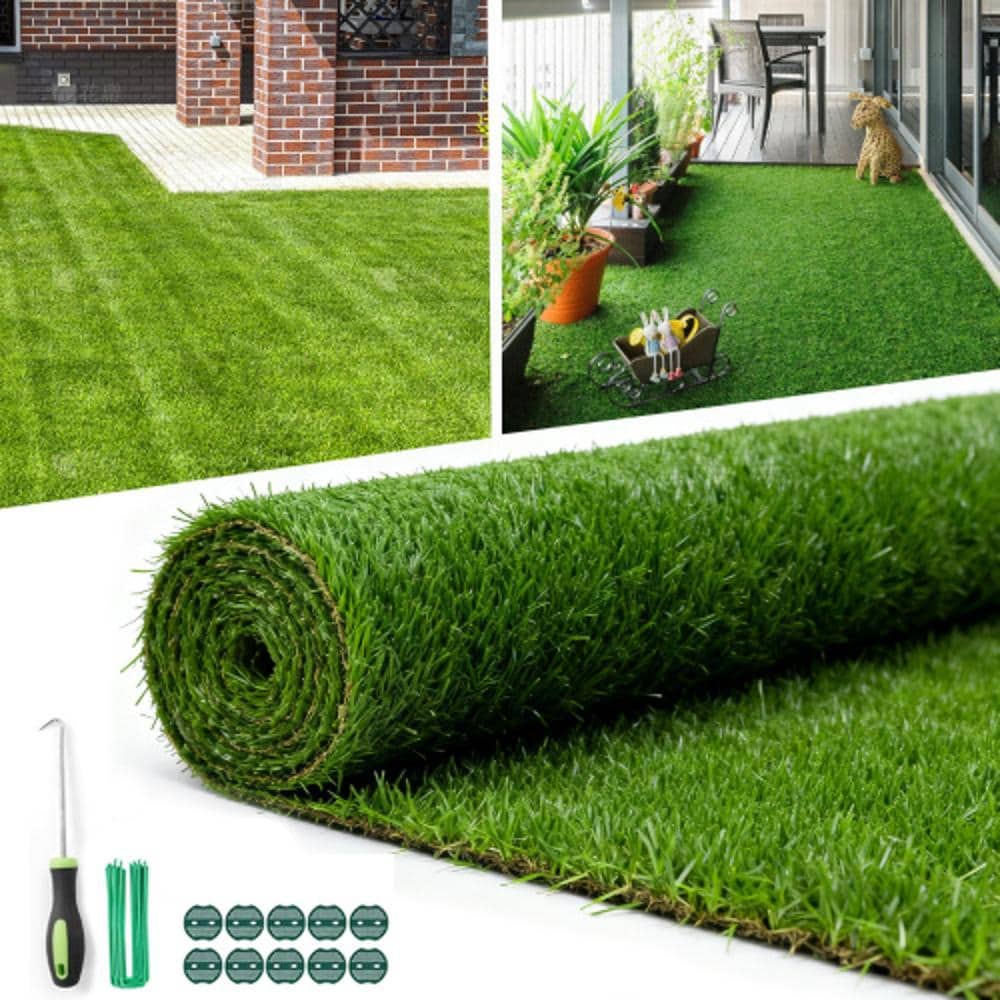 FUFU&GAGA Green 10 Polyethylene Shag/Frieze Indoor or Outdoor