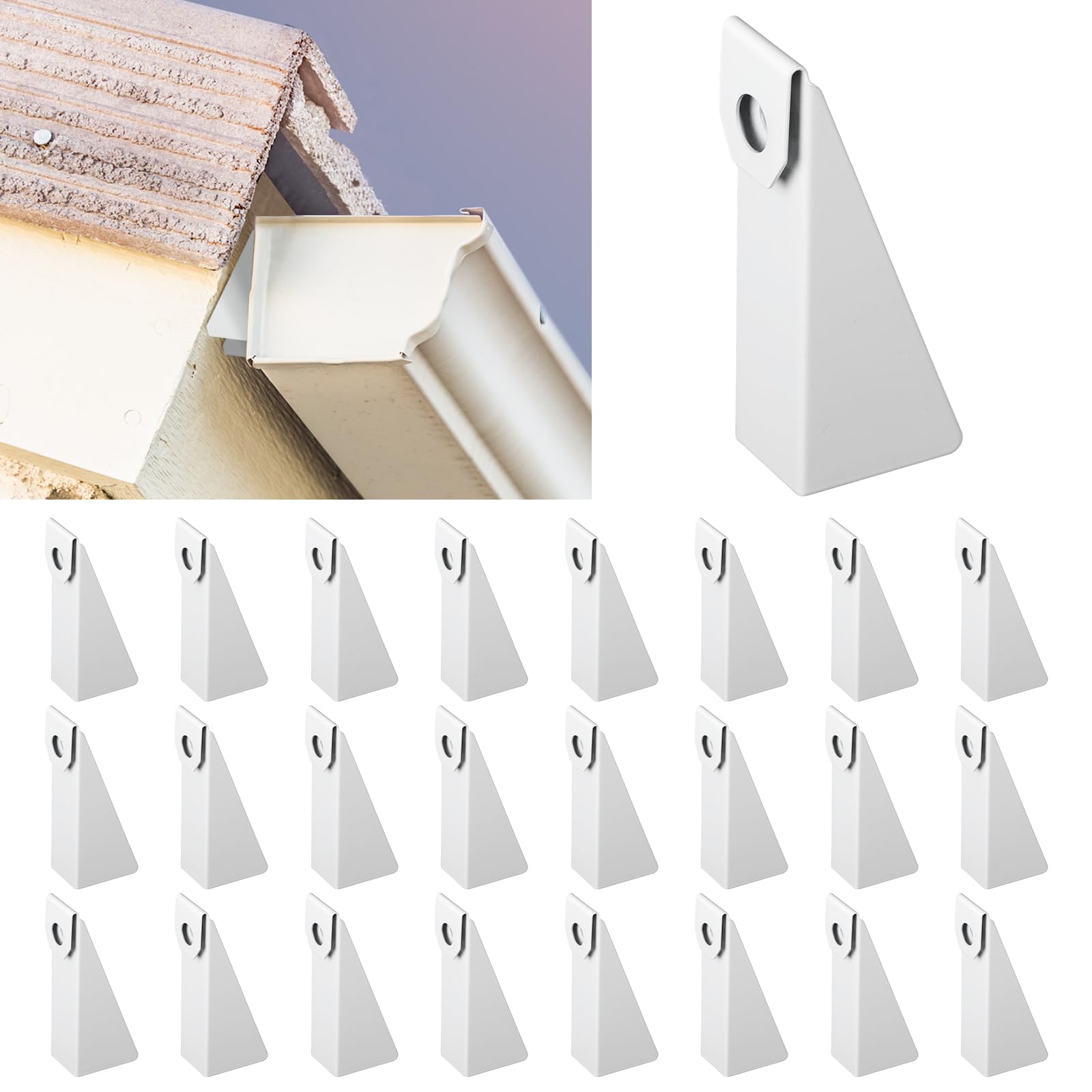 AOIZGMY  25 pcs Aluminum Gutter Wedges for 5 Inch K Style Gutters White Levels Gutters on Angled Fascia for Half or 28 Degree Roof Slope Durable